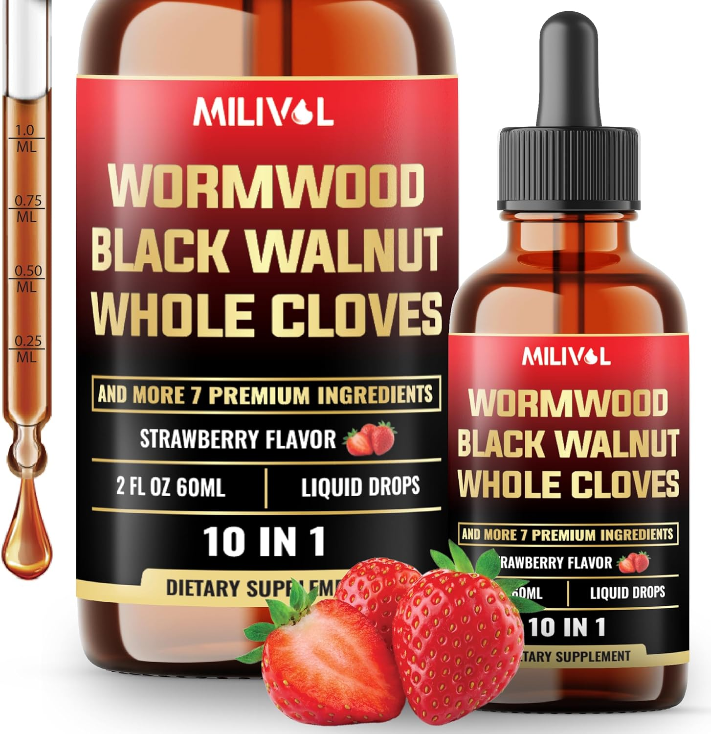 10In1 Wormwood Liquid Drops with Wormwood, Black Walnut, Whole Cloves & 7 More - 2 Fl Oz - 60 Days image number 2