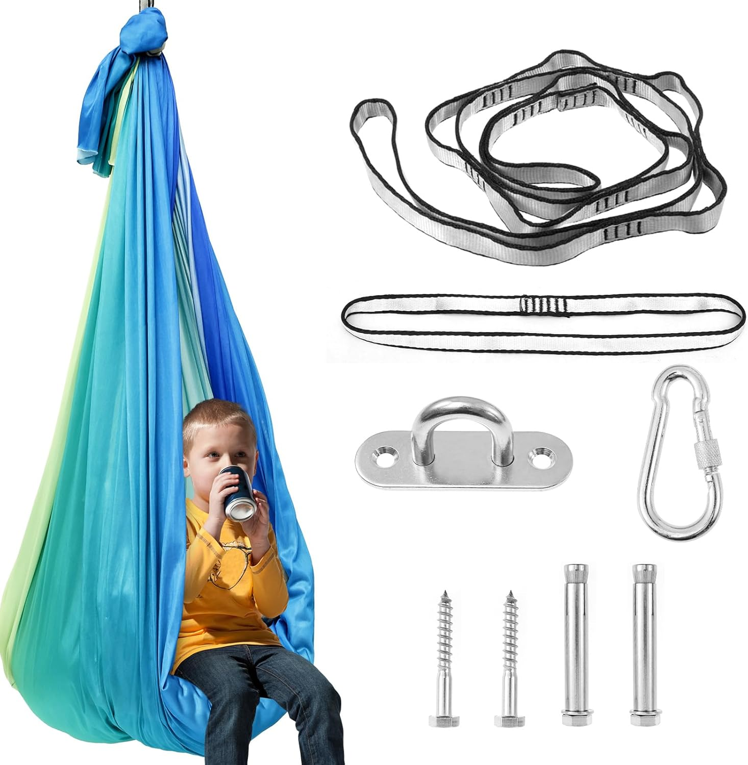 ZFLYCANP Sensory Swing, Cuddle Swing with 360&deg; Swivel Hanger Kit, Therapy for Child & Adult with Autism ADHD Aspergers Sensory Integration (Beauty of Youth)