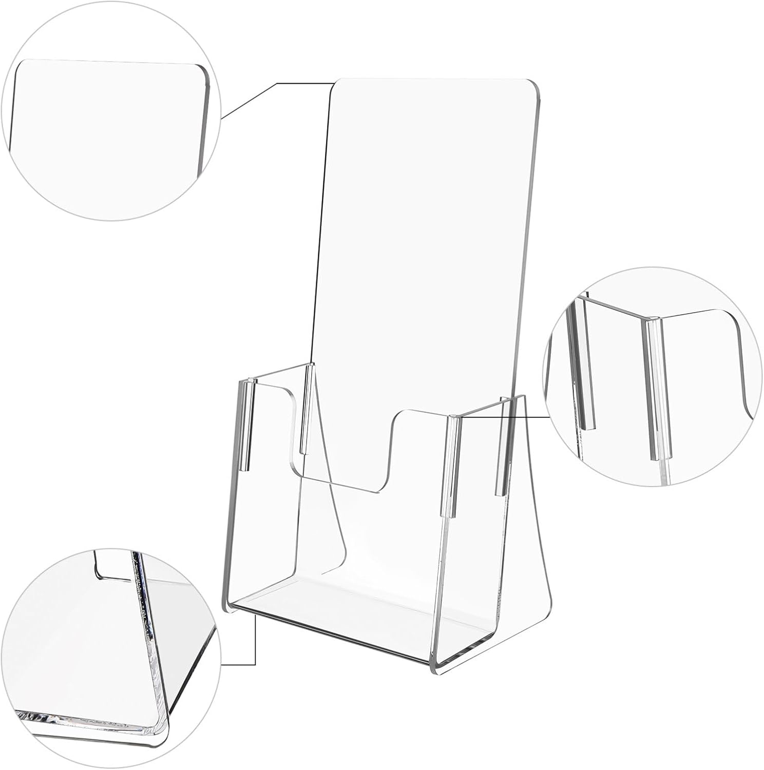 HOODANCOS Acrylic Brochure Display Stand 2 Pack Clear Pamphlet Holder for Desk Countertop Office Storage Organizer Transparent Magazine Rack 9X4X3 Inches