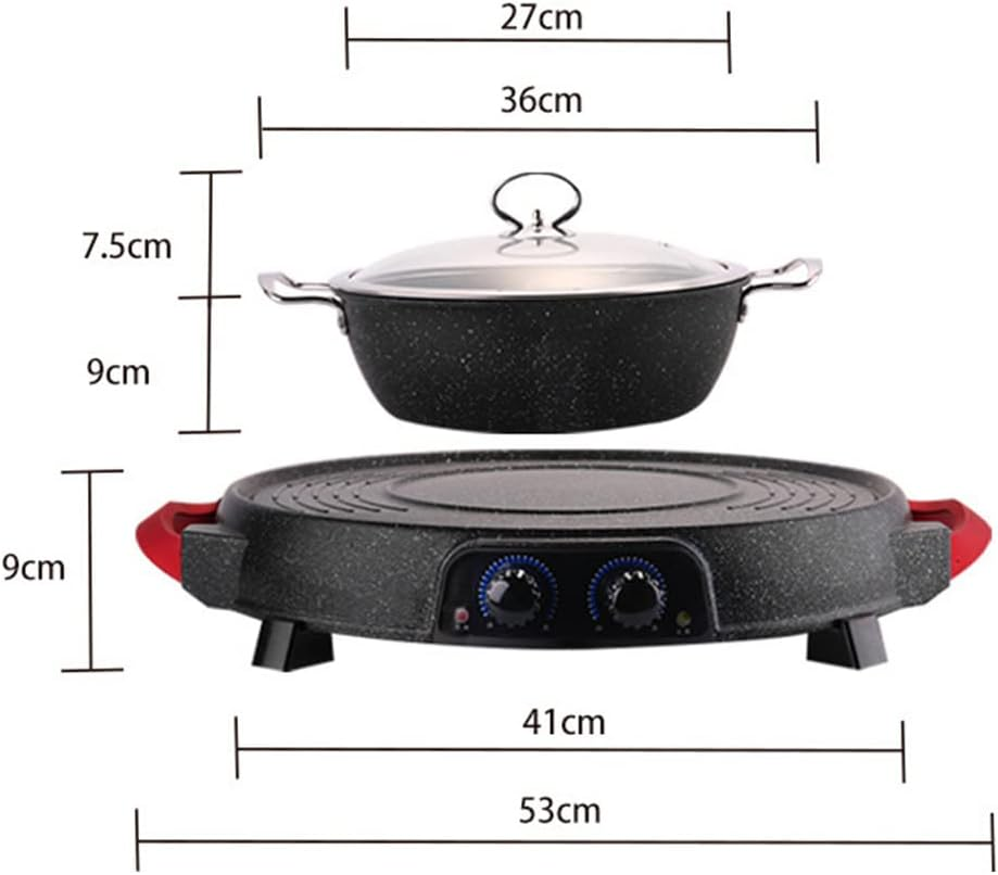 SOGA 2 in 1 Electric Stone Coated Teppanyaki Grill Plate Steamboat Hotpot image number 2