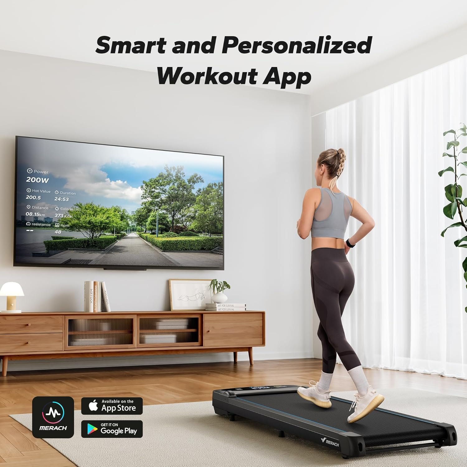 MERACH Walking Pad, under Desk Treadmill for Home & Office, Small Treadmill with Max 3.8MPH 40 Db, 2 in 1 Quiet Portable Mini Treadmill with Remote Control, APP, LED Display image number 5