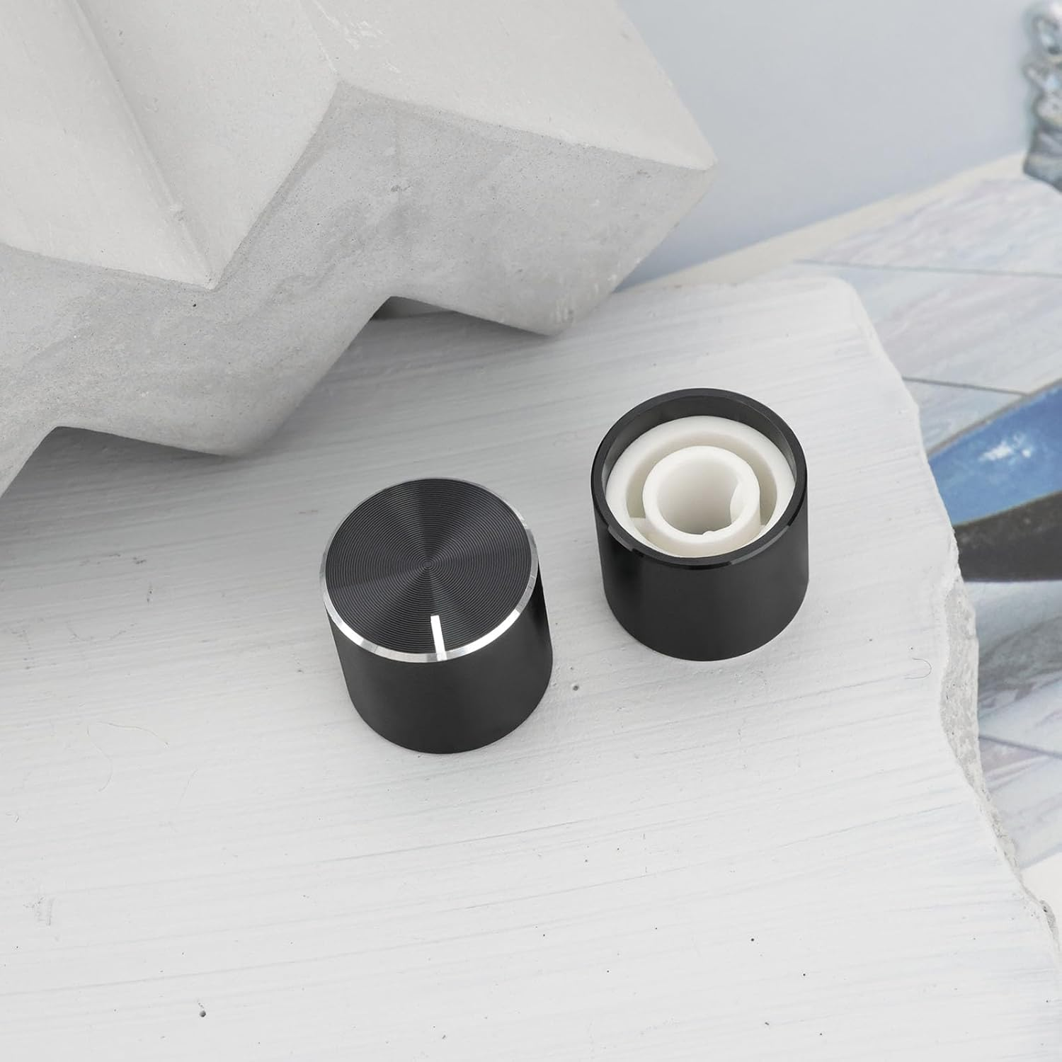 Create Idea 10Pcs 13Mmx15Mm Aluminum Potentiometer Knob Rotary Knob Volume Control Knob Suitable for 6Mm D-Type Shaft Potentiometer Black image number 4