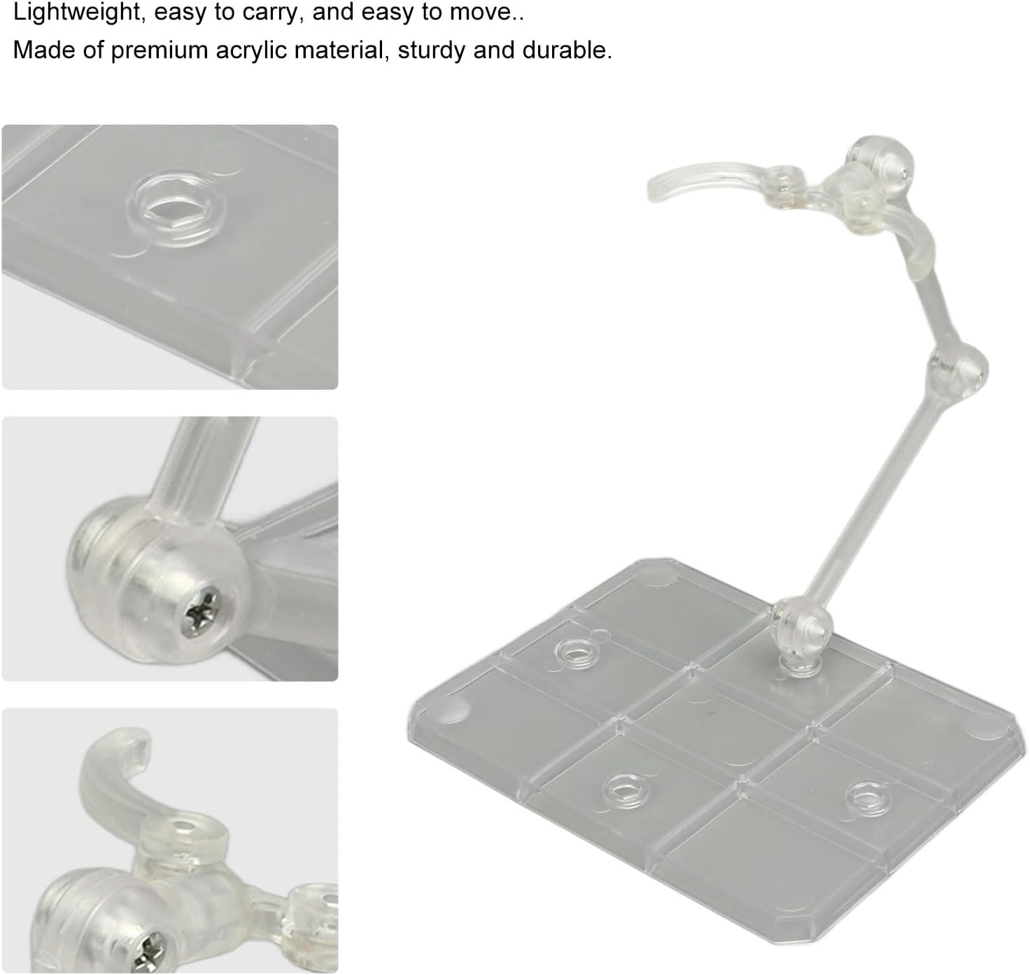 Anime Figure Stand, Acrylic Figure Display Stand, 10 Sets Wide Compatibility Transparent Stable Figure Support Holder for 6In Models image number 3