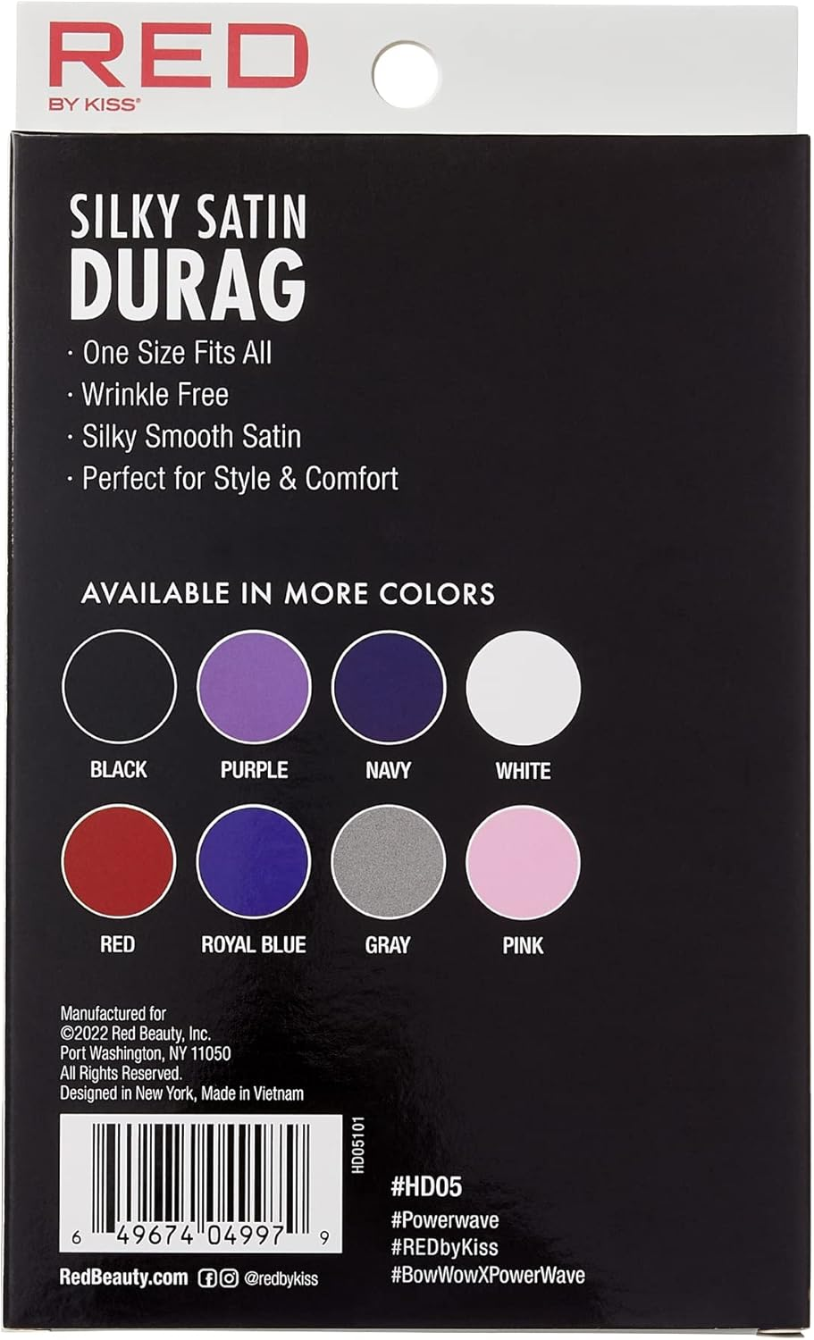 RED by KISS Premium Silky Satin DURAG Men'S Cap Doo RAG (White) image number 1