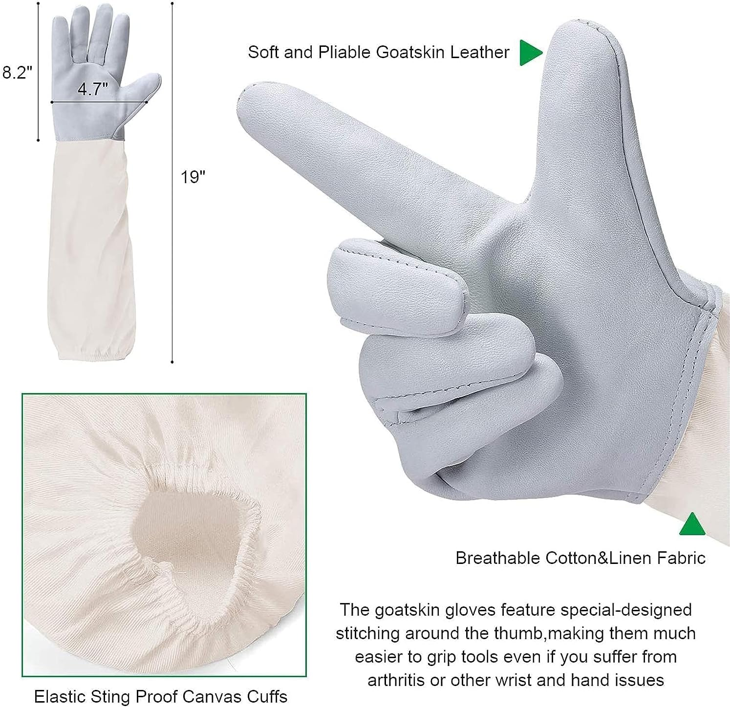 Professional Beekeeping Suit Outfit Apiarist Full Body Suit Beekeeping Jacket with Gloves&Ventilated Hood Beekeeper Hat with Netting Protection for Backyard Beginner Beekeepers image number 6