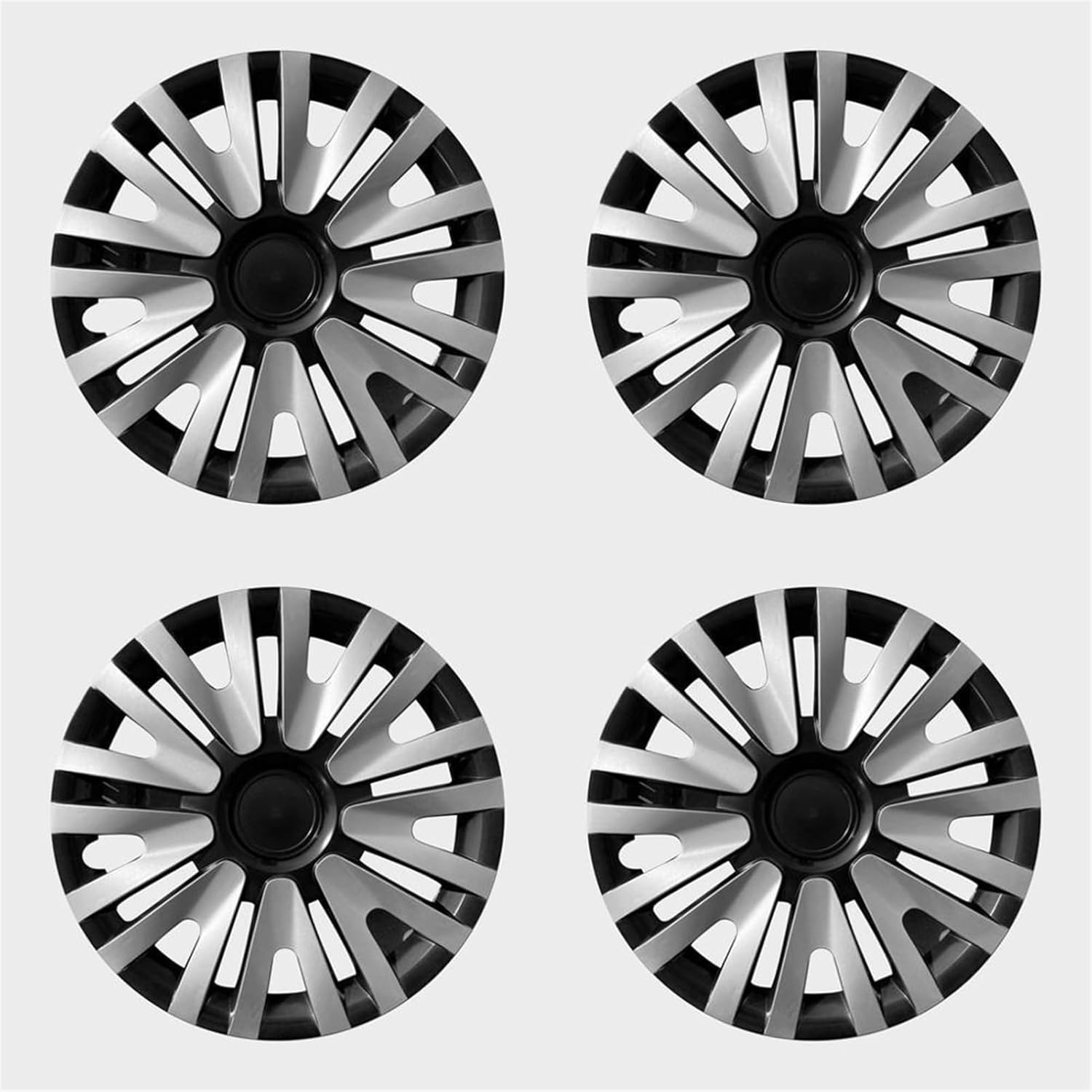 ZUXIM 4Pcs Set 15 "Inch Hubcaps Wheel Rim Cover Glossy Black with Gray Insert Alloy Wheel Center Cap image number 3