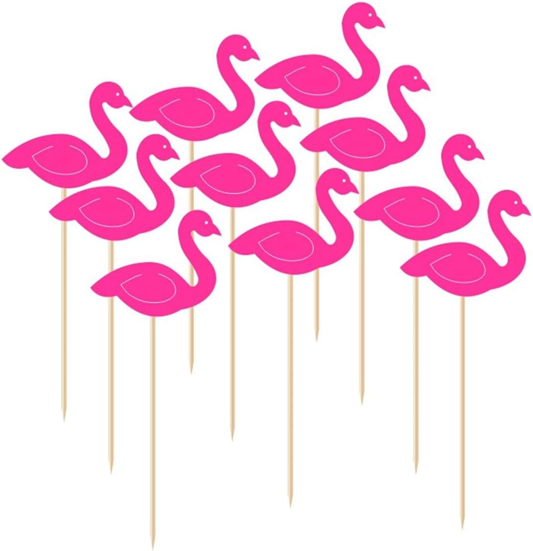 50Pcs Flamingo Cupcake Toppers Cake Decorations Food Picks Cocktail Picks for Theme Luau Hawaiian Birthday Wedding Summer Party Supplies image number 2