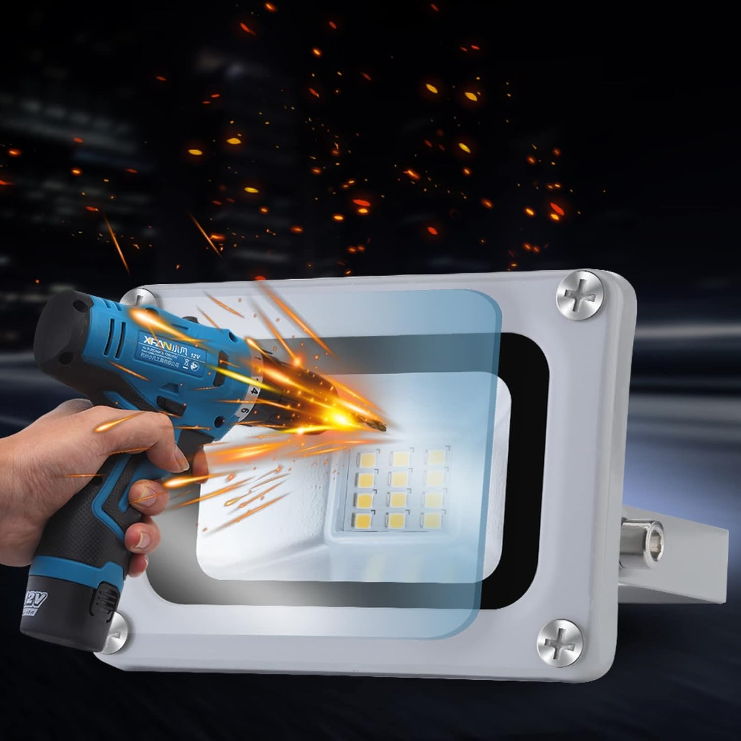 DC 12V-24V 10W LED Flood Lights Outdoor, IP65 Waterproof Security Lights Fixture, 6500K Hardwired Wall Lamp, 1000LM Ultra Thin Work Light, LED Exterior Floodlight for Garden Yard Patio - 10W 12V image number 4