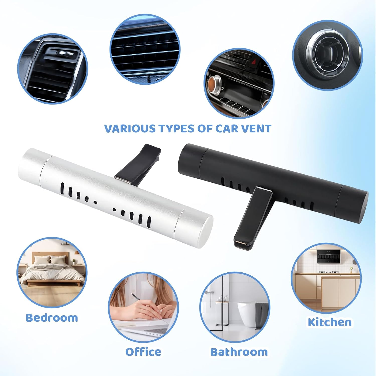 2 Pcs Car Diffuser, Glasshouse Car Air Freshener with 15 Scent Refills,Vent Clips, Long-Lasting Car Scent, Car Perfume Air Freshener, Essentials for Fresh and Pleasant Ride image number 1