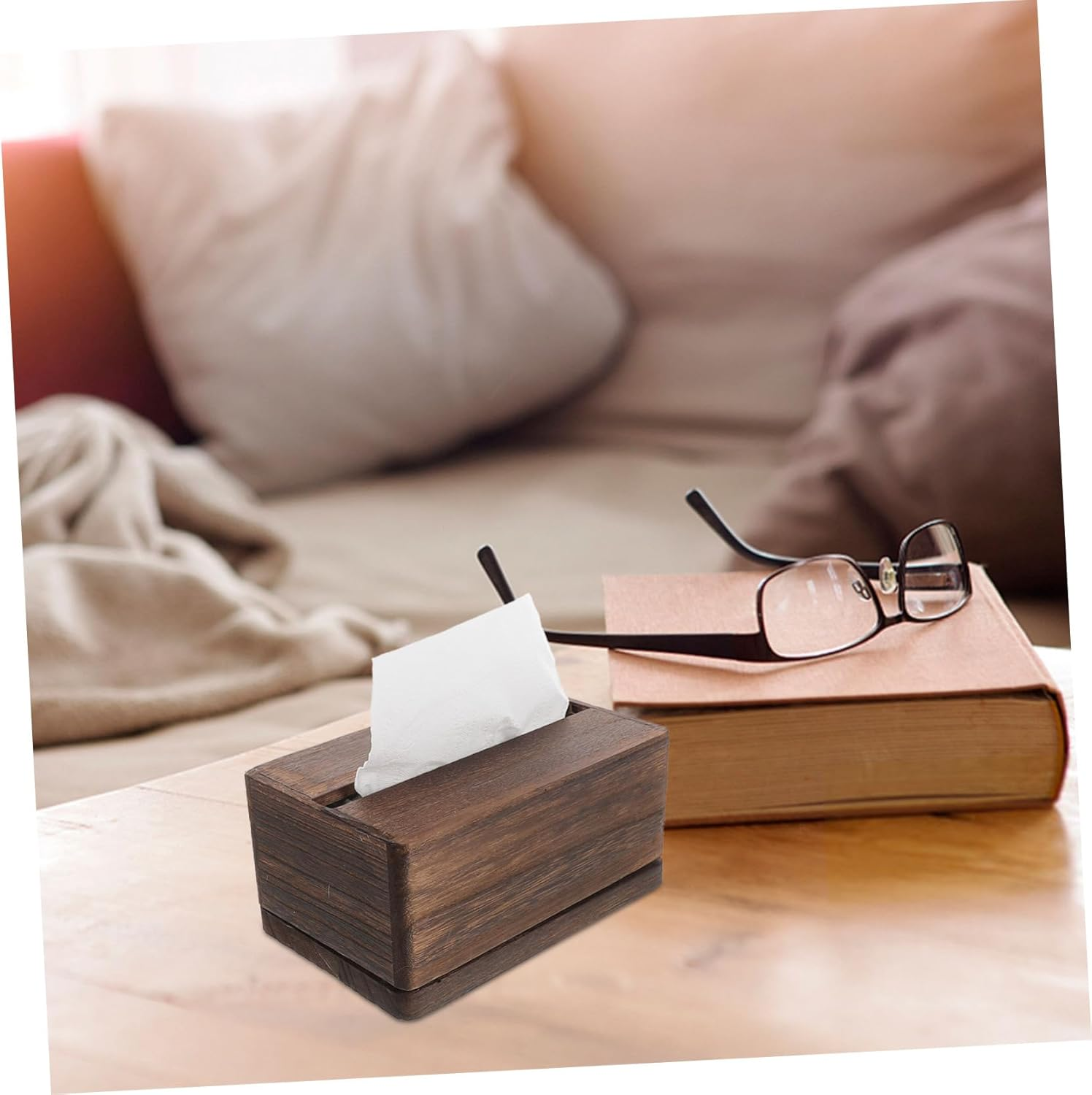 Wooden Tissue Box Napkin Dispenser Modern Tissue Holder Decorative Box image number 6