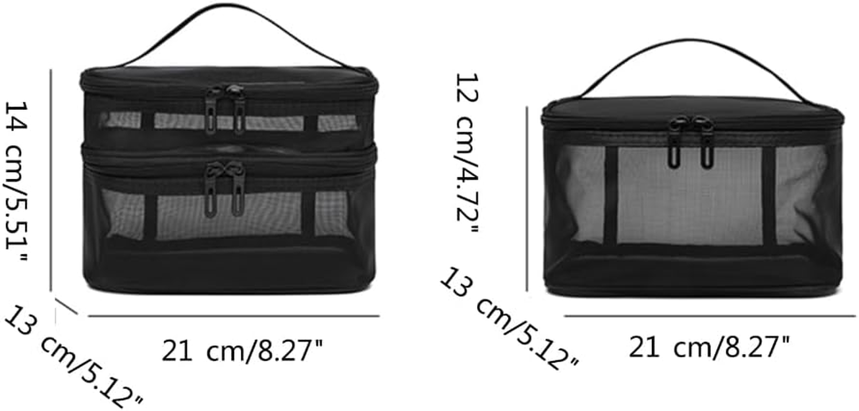 DDPOND Makeup Bag Nylon Mesh Toiletry Bags Single/Double Layer Cosmetic Brush Organizer Pouch Waterproof Case for Personal Care image number 4