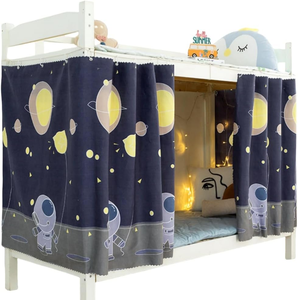 Thicken Bunk Bed Curtain Home Bunk Bed Blackout Underbed Cloth Privacy Curtains Dorm Bed Single Twin Bottom Curtains Loft Bed Canopy Tent Curtain Shading Drapes for Dorm College Home 2 Panels - Thicken Space 2 Panels image number 3