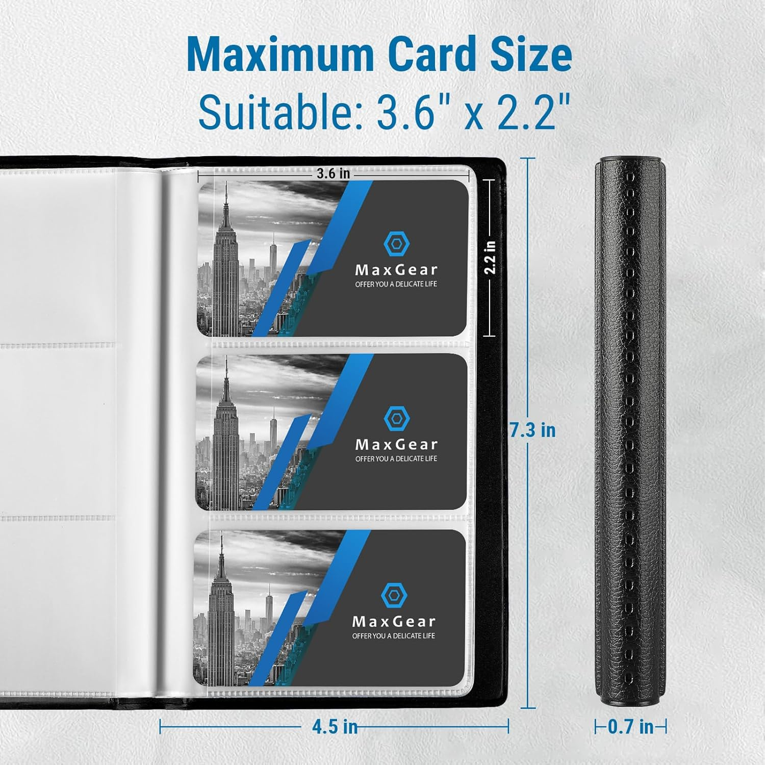 Maxgear Business Card Book Holder Journal Business Card Organizer Professional PU Leather Name Card Book Holder Office Business Card Holder - Hold 240 Cards Black image number 5