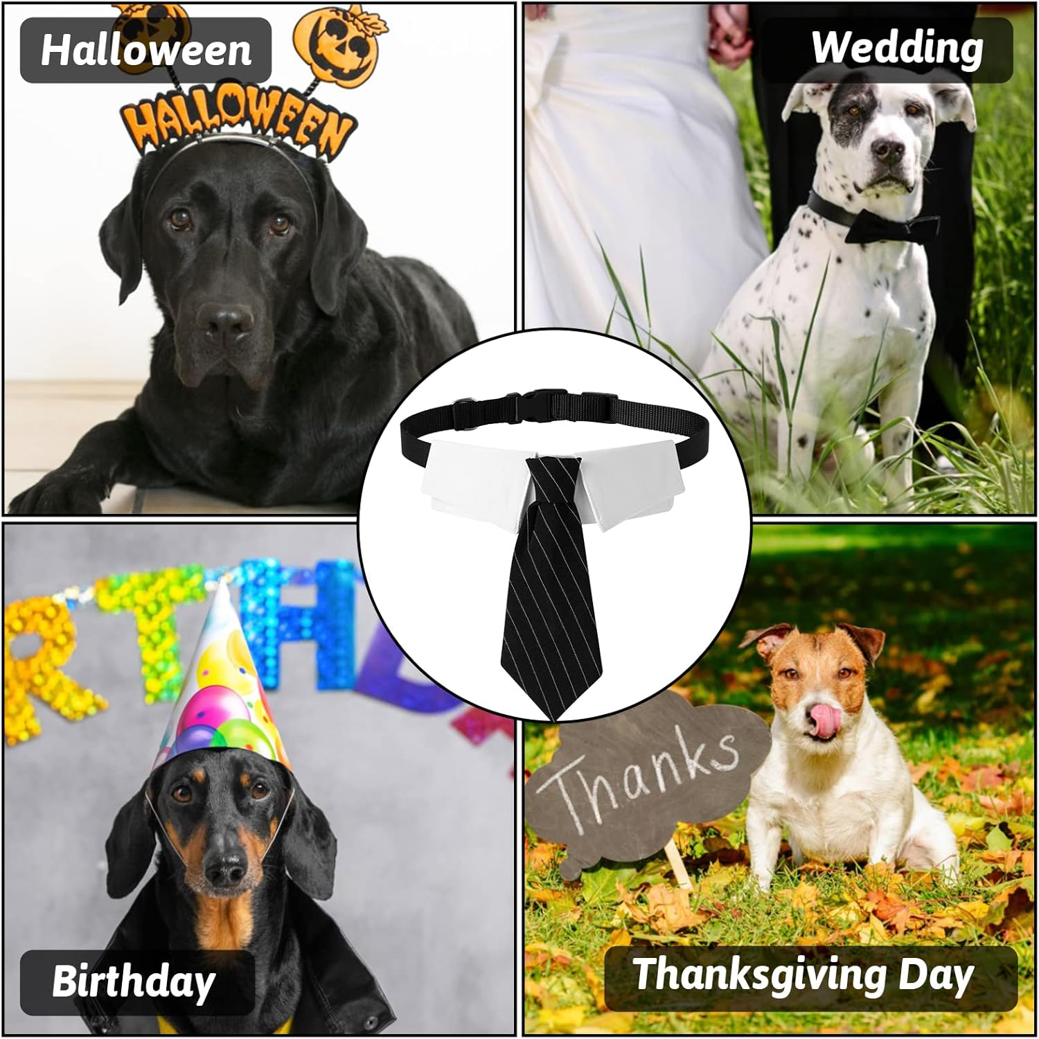 HACRAHO Dog Neck Tie Collar, 1 Pack Wedding Dog Necktie Collar Adjustable Formal Collar Neck Tie for Medium Large Dogs, L image number 2