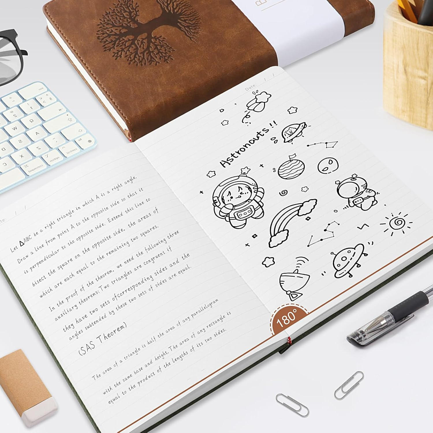 A5 Lined Journal Notebook with Tower Buckle, 256 Pages Leather Hardcover Notebook for Personal Writing, Study, Office, Travel Records(Dark Green) image number 4