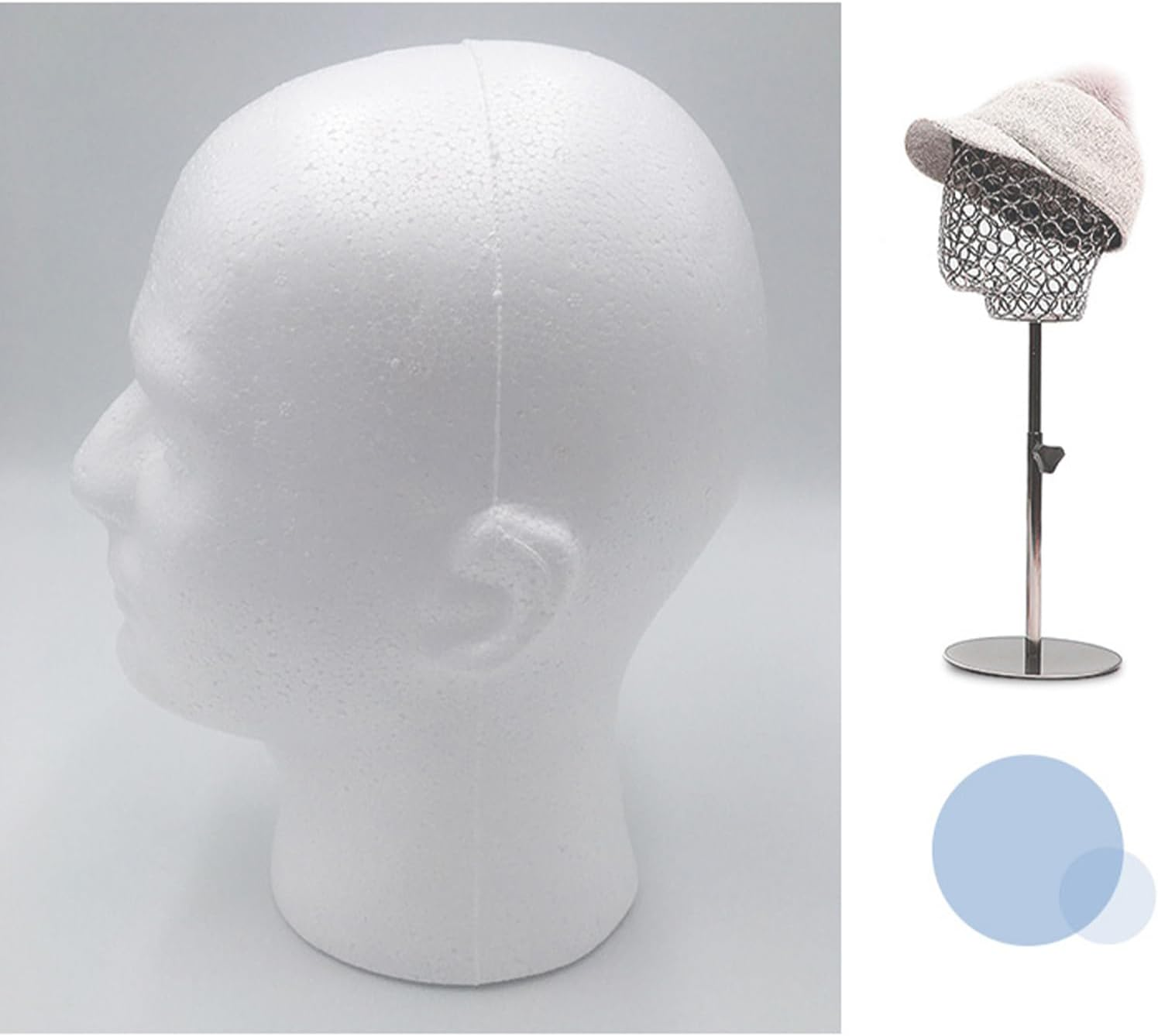Male Foam Head Model Styrofoam Mannequin Head White Styrofoam Skull Head for Display Wig Hat Foam Human Model Perfect for Hairdressers and Cosmetology Professionals image number 1