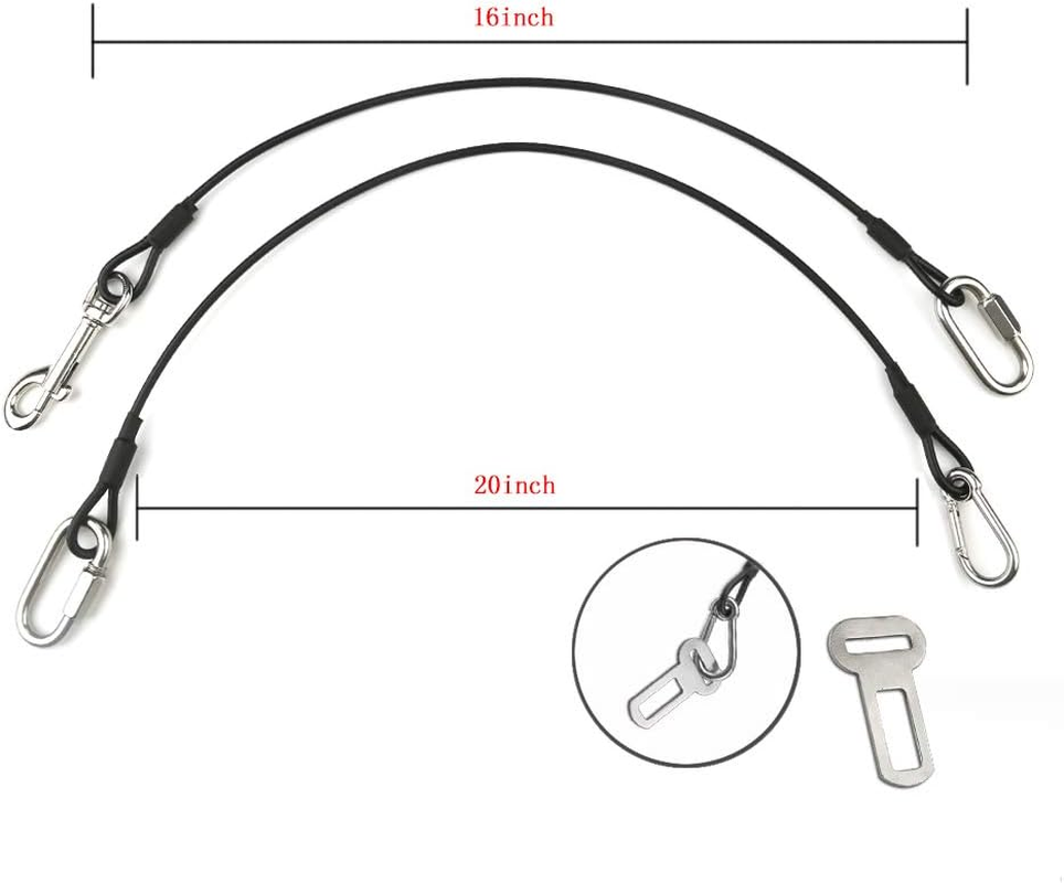 Yucool Dog Seat Belt for Cars UK,2 Pack Dog Car Seat Belt,Dog Car Seat Belt Chew Proof Steel Rope Cable, Vehicle Harnesses with Double Clips and Latch Attachment image number 6