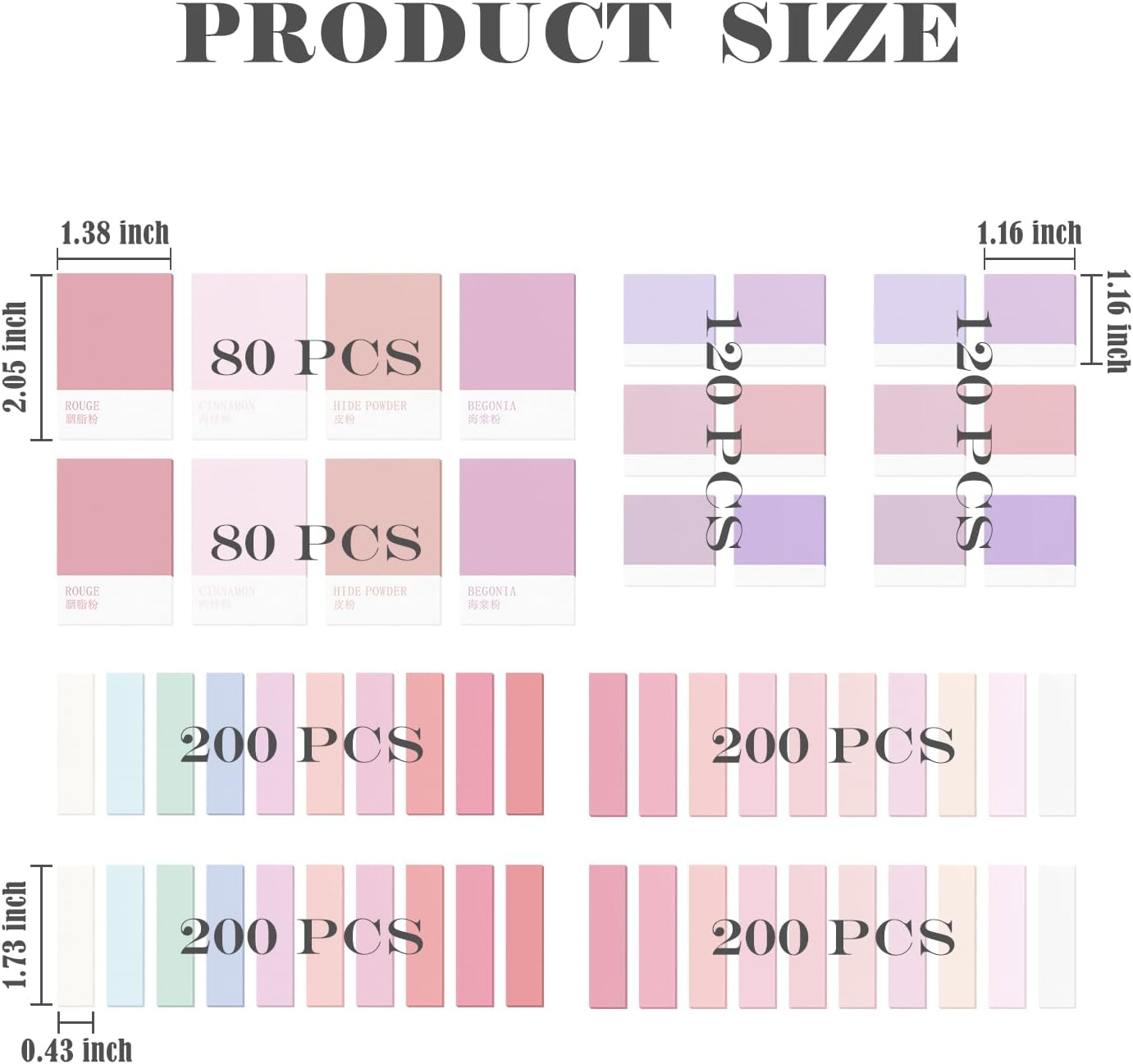 BAYTORY 1200 Pcs Sticky Tabs, Pastel Paper Sticky Notes, Index Tabs Memo Stickers Page Markers Book Tabs, Multicolor Writable Tabs for Annotating Books, Office & School Study Supplies (Pink) image number 4