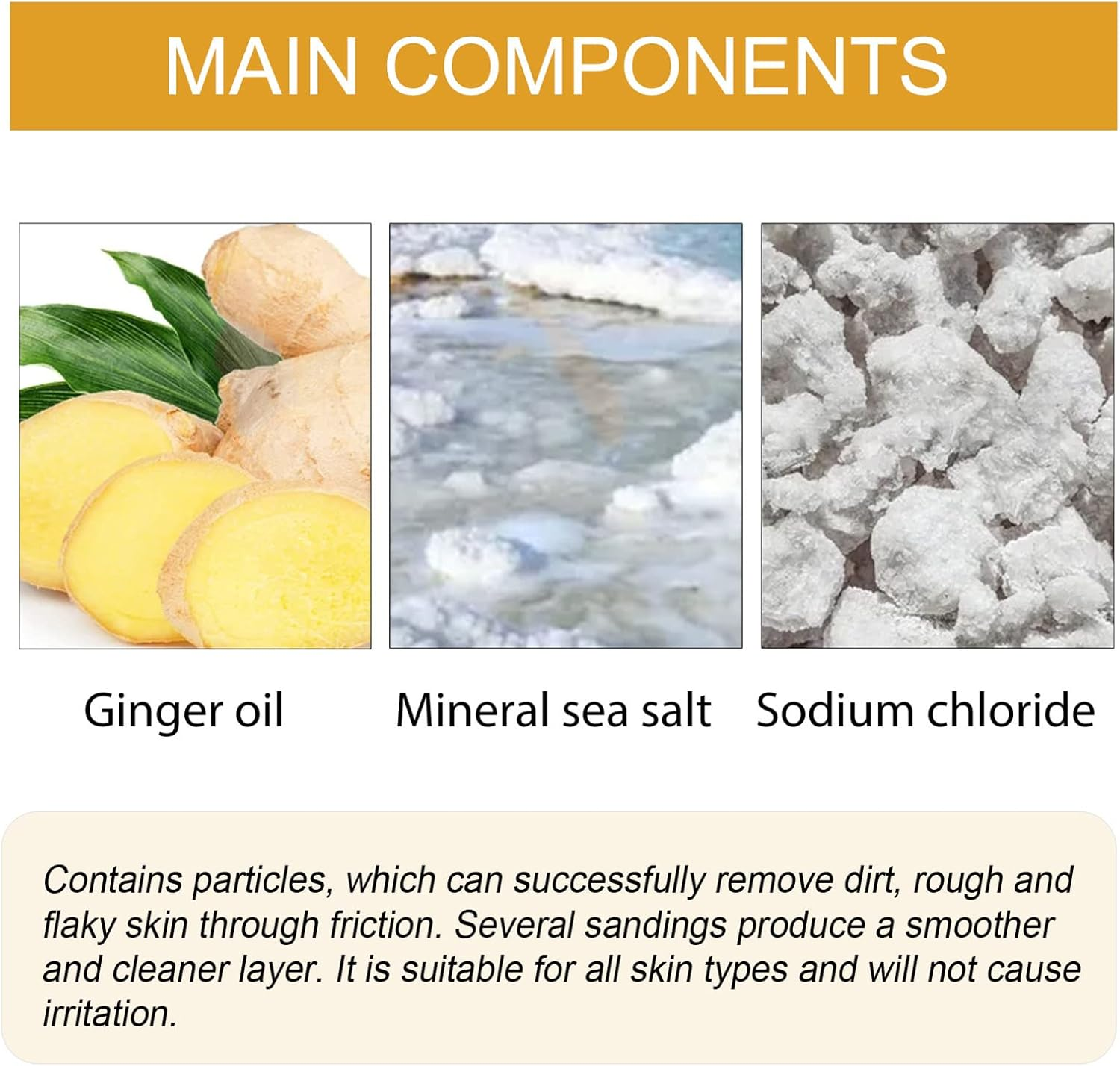 30G Ginger Bath Scrub Salts Improves Lymphatic Swelling Dissipate Moisture Smooth Clean