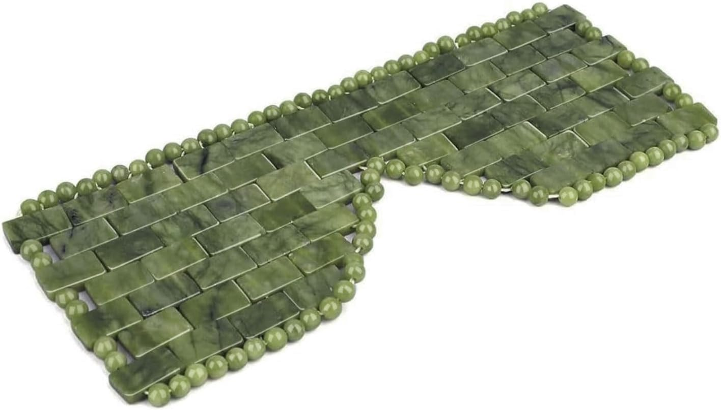 Jade Eye Mask,Large Facial Cooling Mask with 100% Real Jade for Hot & Cold Therapy,Green Jade Facial Eyes Sleeping Mask Relief Eye Cover image number 2