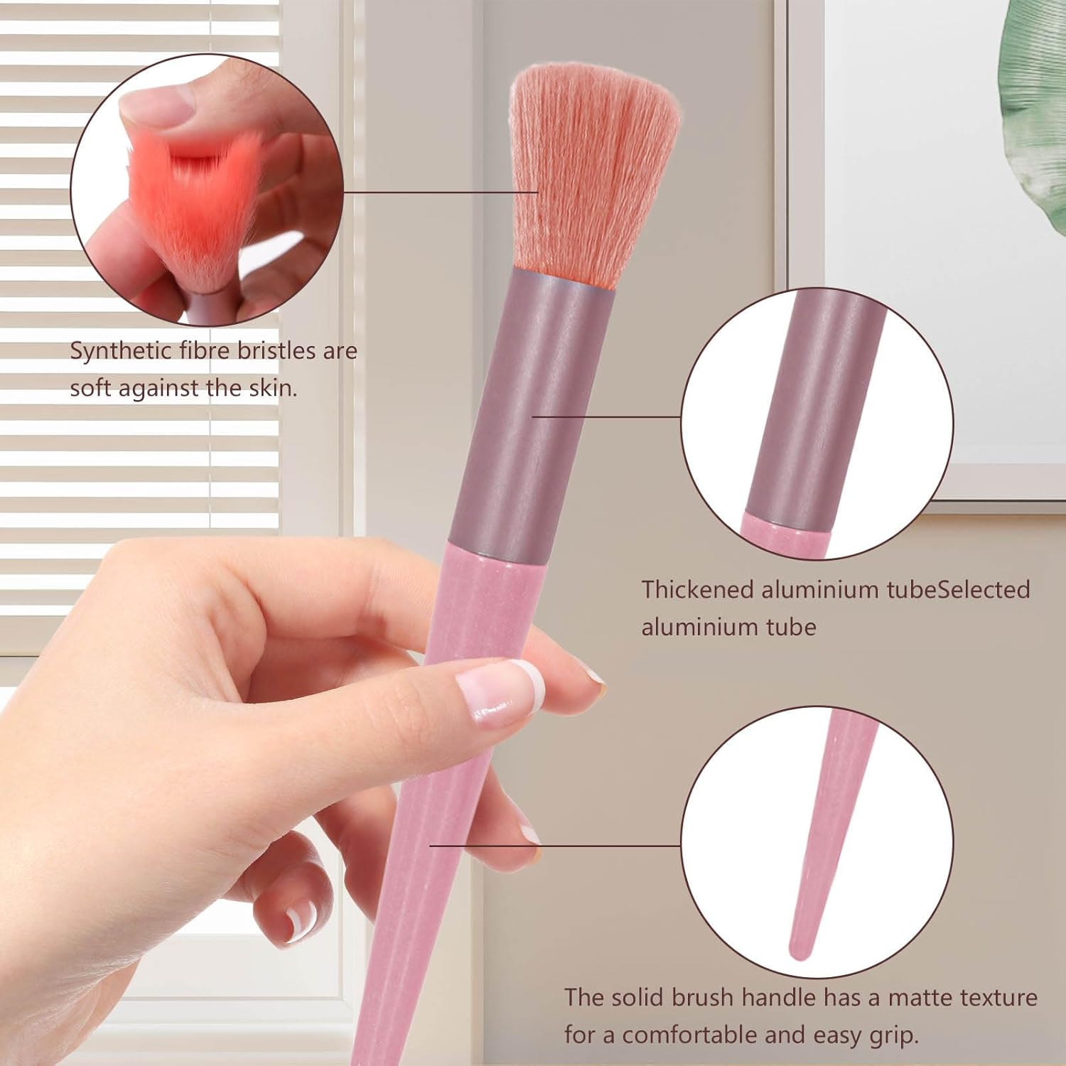 Bagentry 13 Pcs Professional Makeup Brushes Set with Bag, Complete Function Portable Make up Brushes, Foundation Powder Concealers Eye Shadows Lip Cosmetic Brushes for Enthusiasts (Pink)