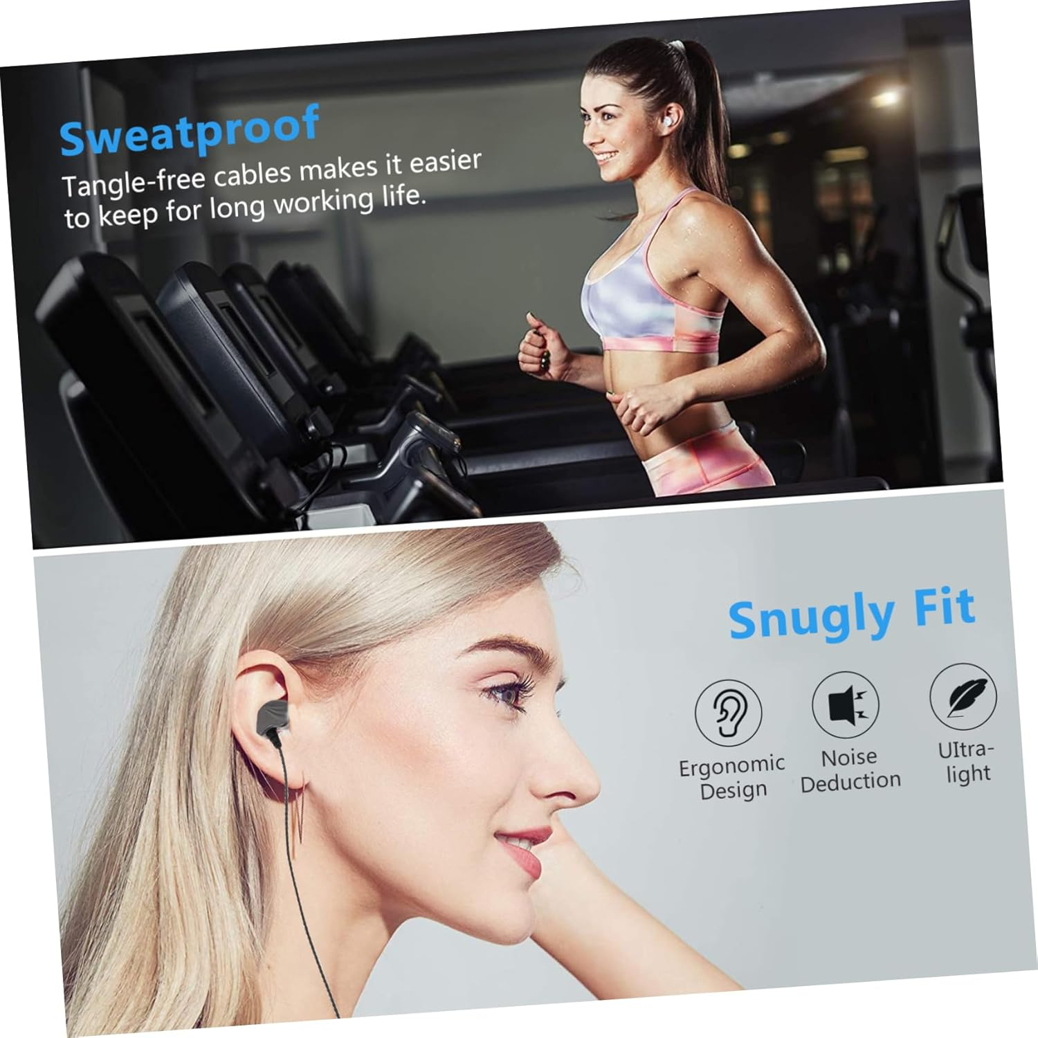 Hoement -Ear Headphone Bass Earbud with Mic Wired Type-C Earphone for Phone Tablet Gaming Stereo Subwoofer Earbuds Grey Sports Use image number 4