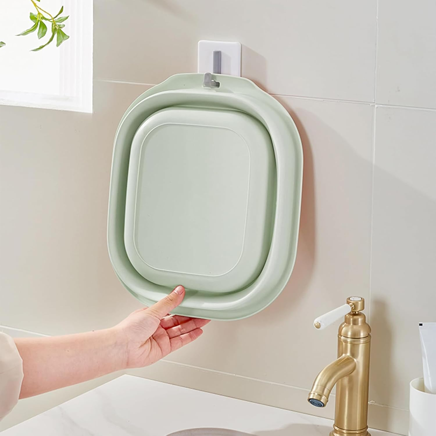 Collapsible Wash Basin Set, Portable Laundry Tub, 3-Pack, Foldable Design (Green) - Green image number 3