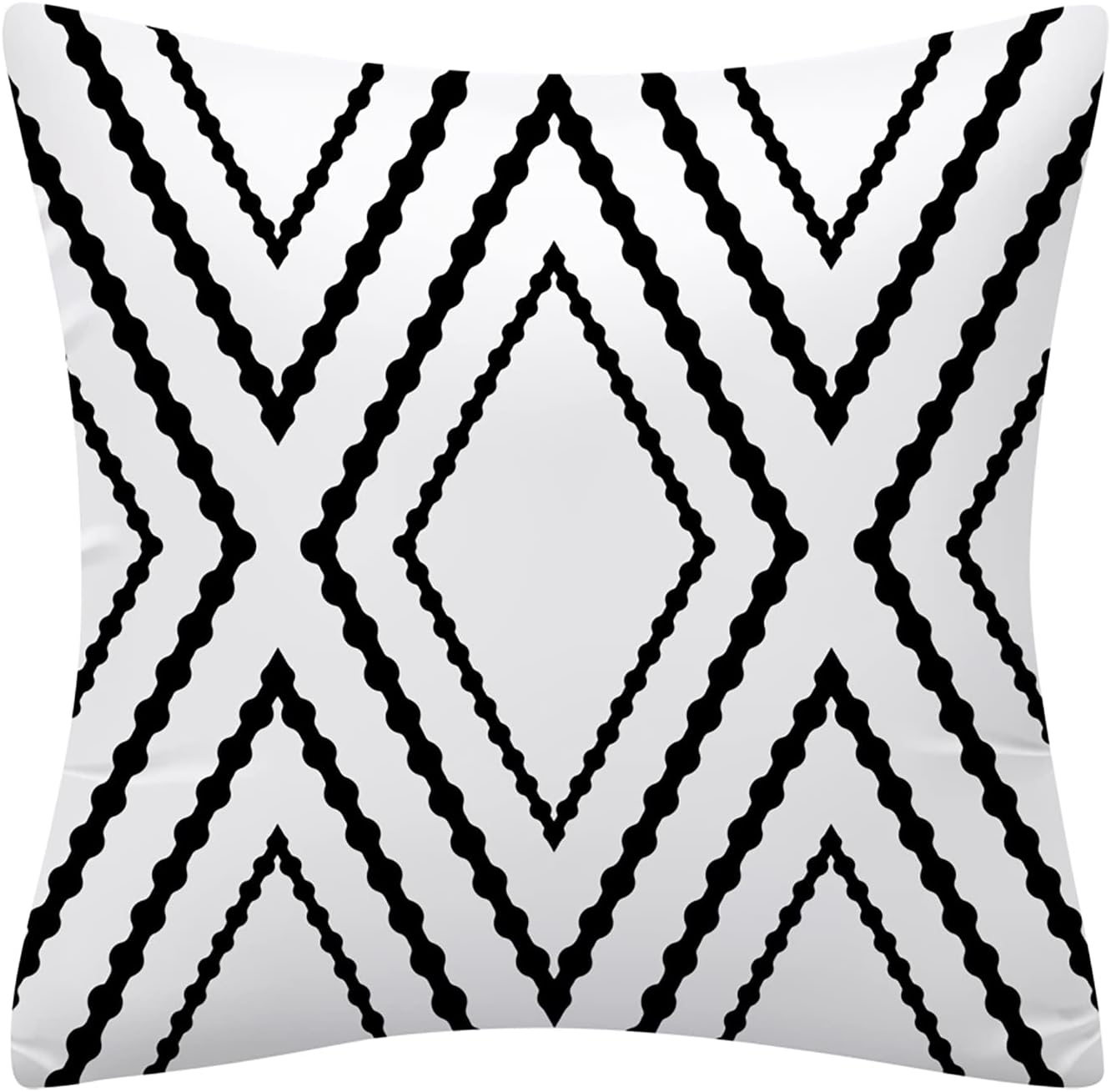 Drmstow Set of 4 Pillow Covers 18X18 Inches Black and White Boho Throw Pillow Covers Modern Geometric Pattern Decorative Cushion Pillowcases for Home Decor Couch Bedroom Sofa Chair Car image number 3