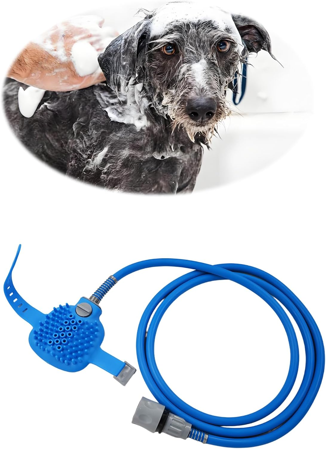 Pet Cleaning Shower Head,2 in 1 Shower Massager,Silicone Scrubber Brush, Dog Cat Bathing Tool with Sprayer, Pet Grooming Supplies, Massage & Clean Attachment for Dogs Cats Hair