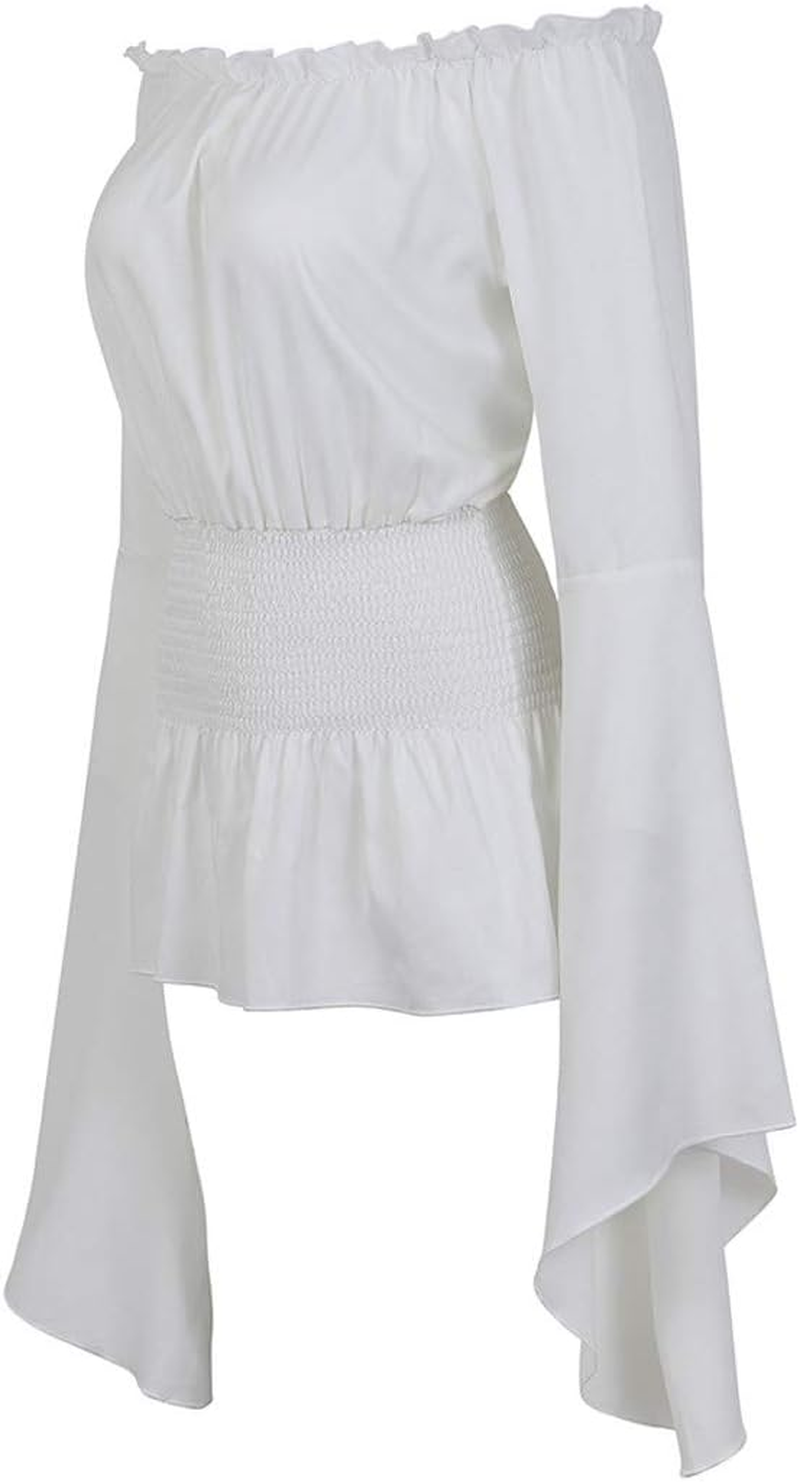 SYHTBYOH Womens Victorian Long Sleeve Boho Blouse Top plus Size Renaissance Gothic Ruffle Pirate Cosplay Costumes image number 3