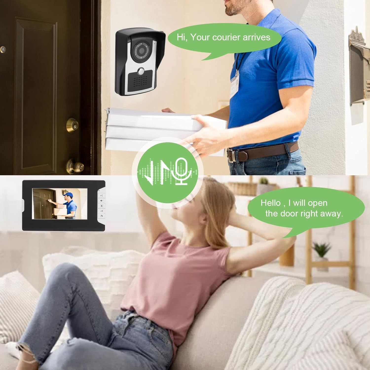 Wireless Video Intercom System, Smart Infrared HD 9.5X5.9In Video Door Phone with Camera, Monitor Video Doorbell Kits Support Unlock, Monitoring, for House Office Apartment, 16 Doorbells(Au)