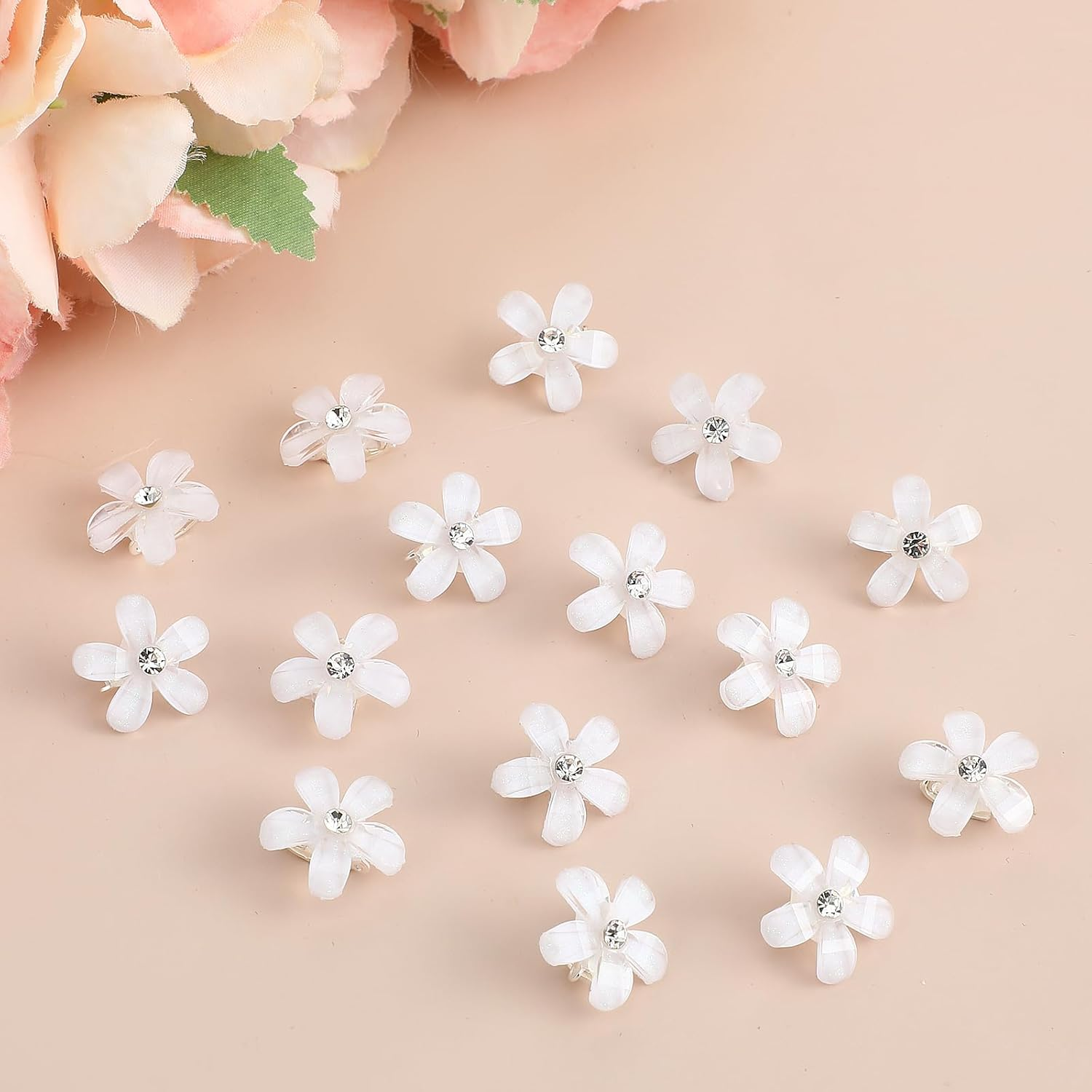 Pack of 20 Flower Hair Clips Small Hair Accessories Oktoberfest Women'S Hair Clip Flower White Mini Decorative Hair Clips Oktoberfest Hair Clips Flowers for Women Girls Birthday Party Wedding Party image number 1