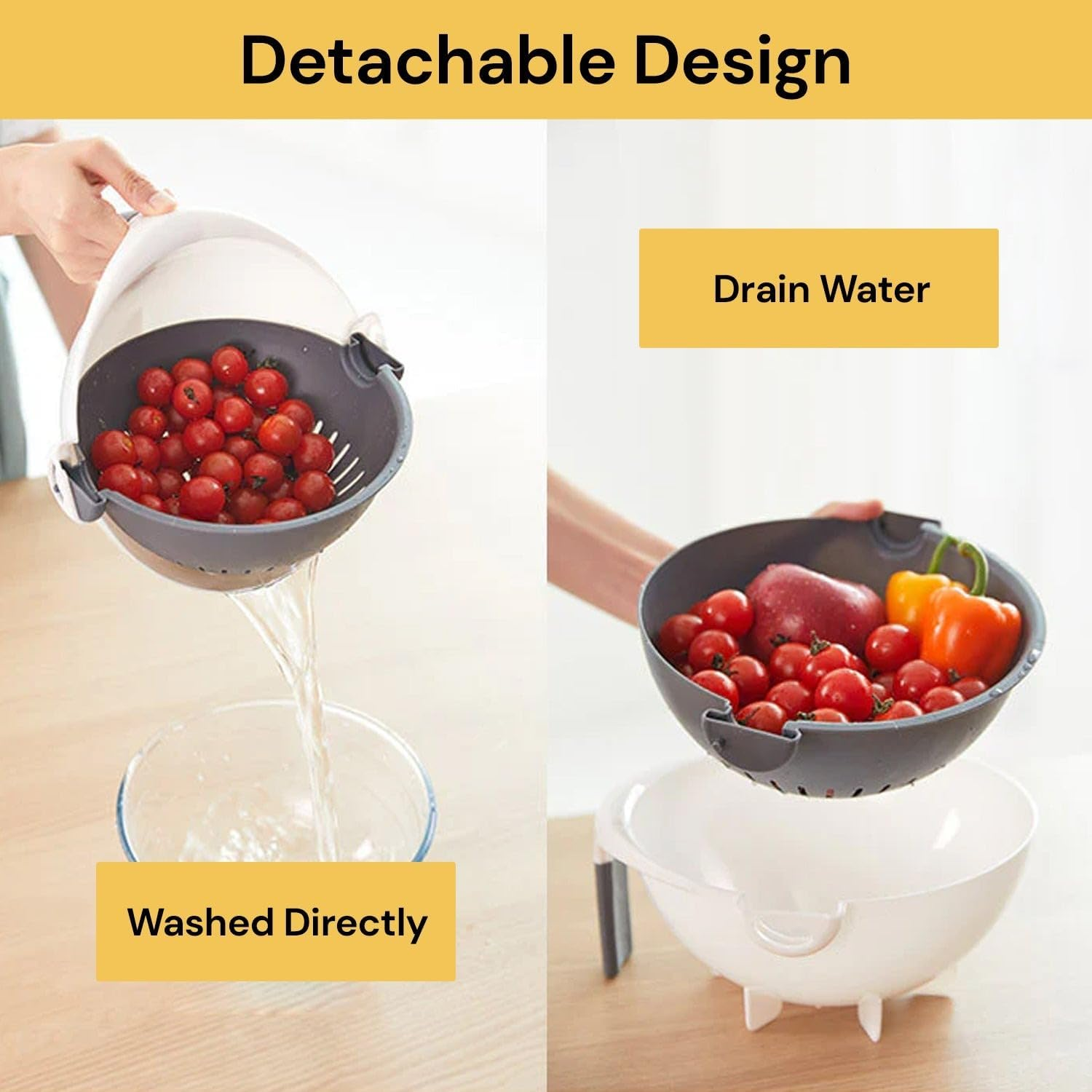 Ezonedeal Vegetable Slicer, 9 in 1 Multifunction Rotate Vegetable Cutter with Drain Basket Large Capacity Food Veggie Shredder Grater Kitchen Tool image number 2