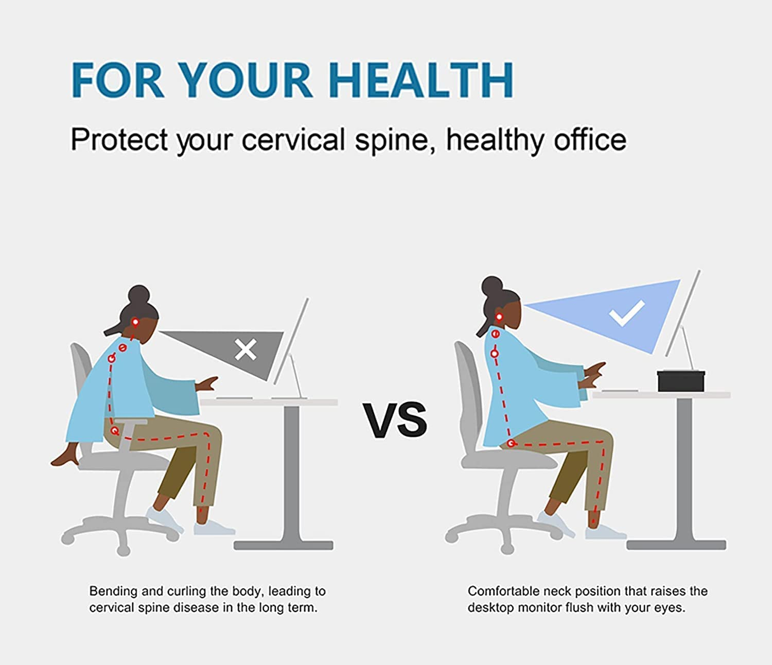 NC Wood Monitor Stand Riser, 2-Tier, Black image number 2