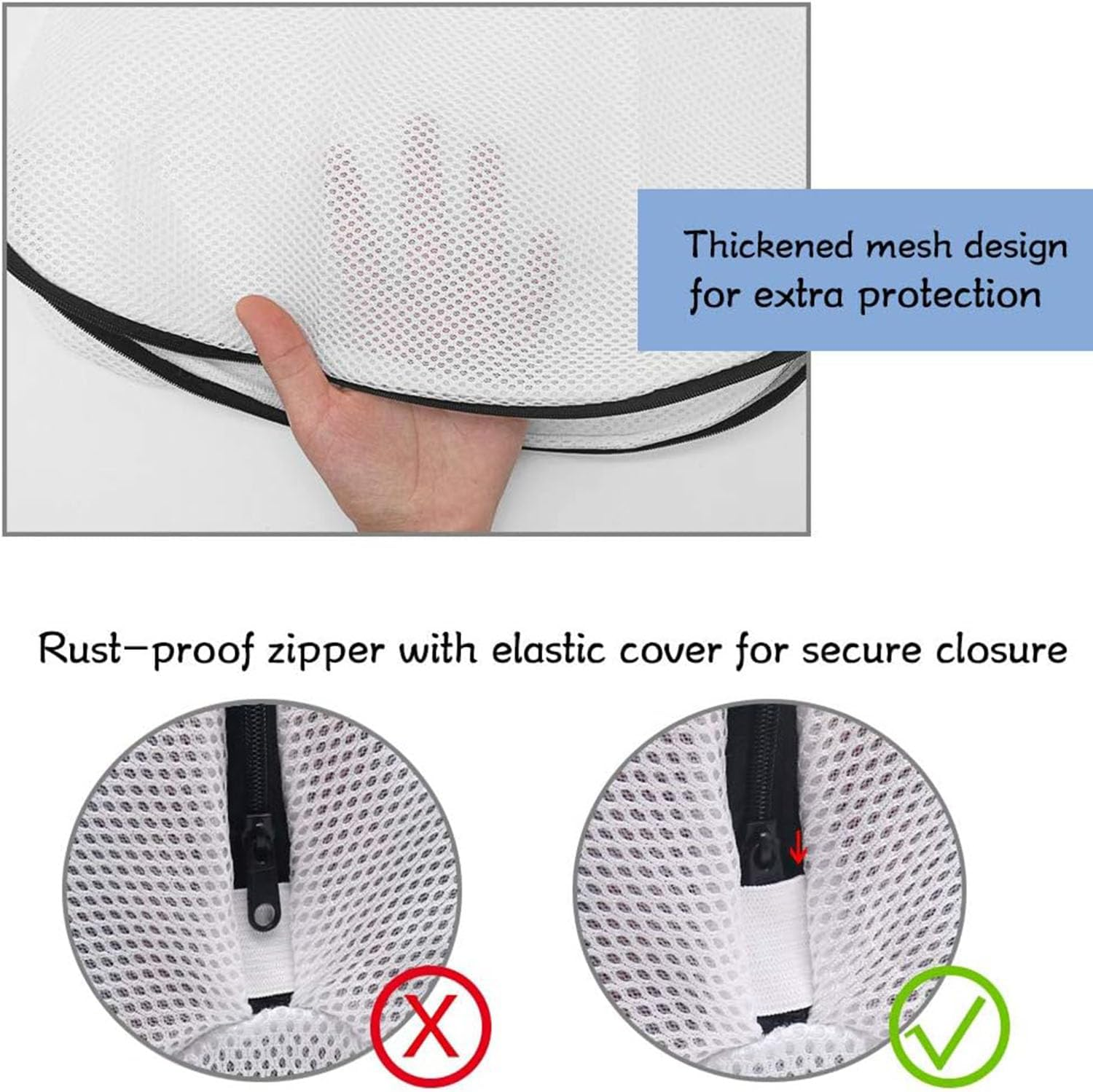 3Pcs Mesh Laundry Bag, Mesh Laundry Bag for Shoes with Zipper, Set of 3 Different Size Washing Machine Bags for Delicates, Underwear, Trainer, Socks, Bras and Travel Reusable Laundry Wash Bag with Zip image number 5