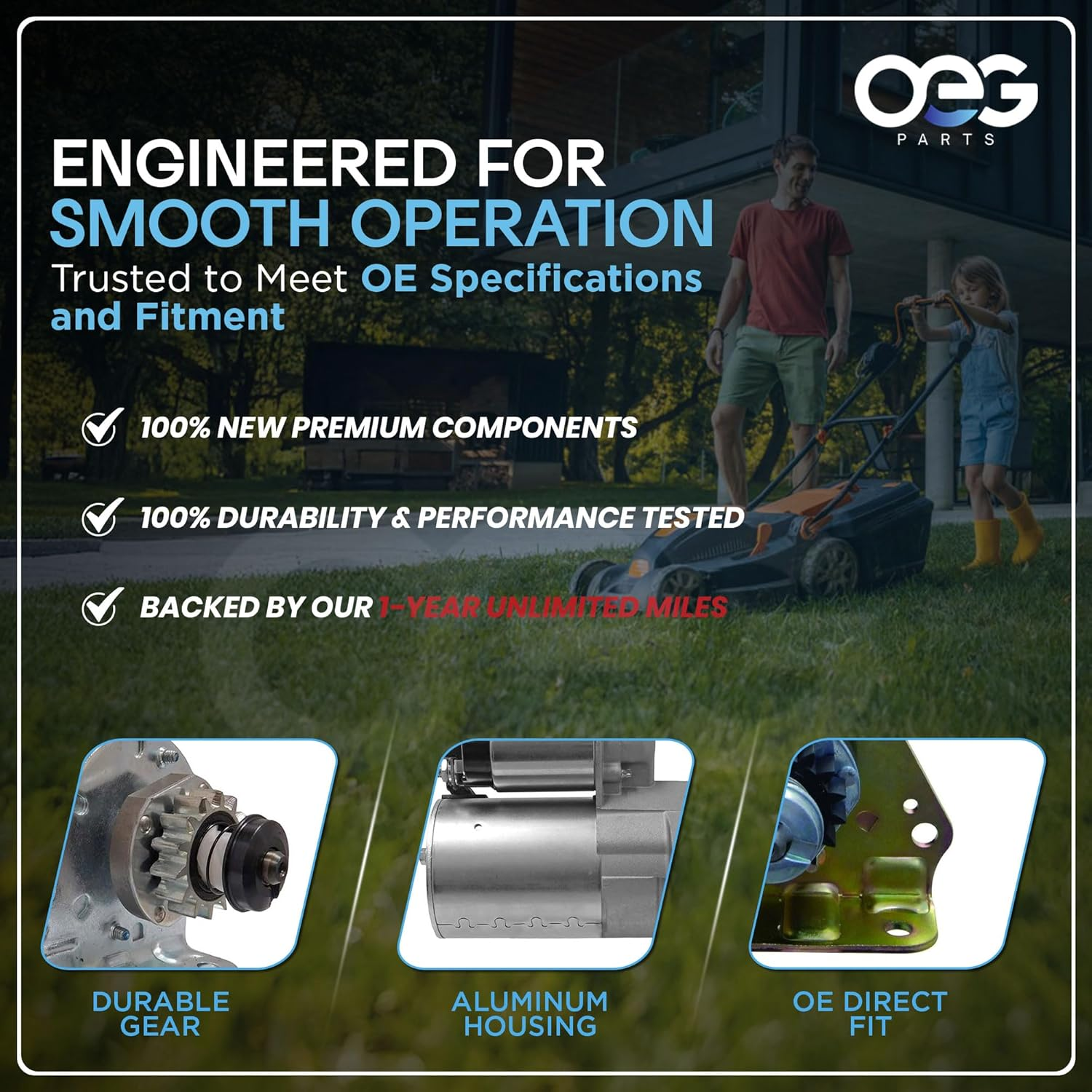 OEG Parts New Starter Motor Upgraded Heavy Duty Gear Compatible with Kohler Cub Cadet New Holland Lawn Mowers 32 098 08-S, 3209801S, 3209803S, 3209804S, 32 098 03-S, KH-32-098-01-S, KH-32-098-03-S image number 4