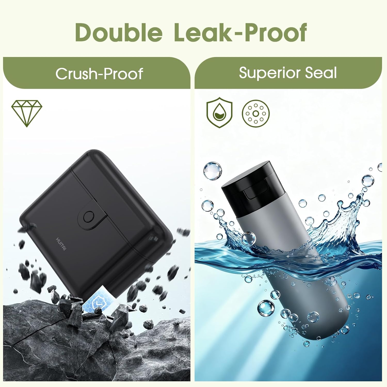 HUITAI Travel Bottles with Case, 4X2Oz TSA Approved, Leak-Proof, Press to Unlock, Compact & Portable Travel Toiletries (Black) image number 2