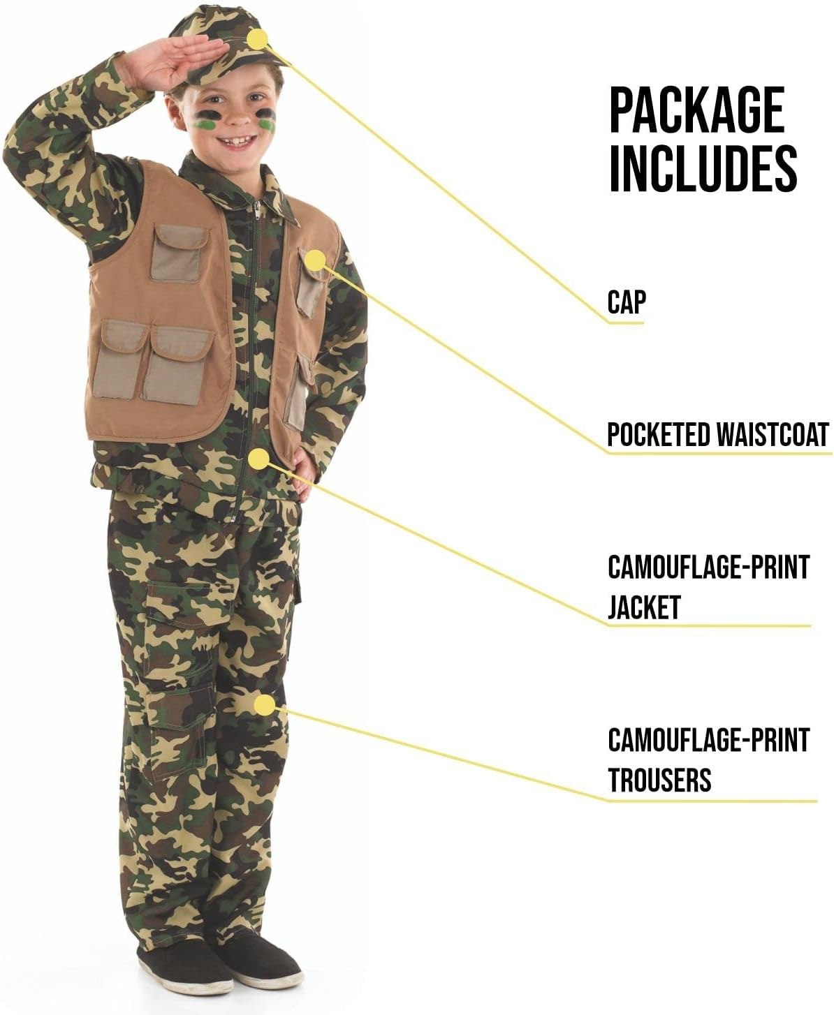 Fun Shack Boys Army Costume, Kids Military Costume, Boys Camo Costume, Soldier Costume for Kids, Boys Army Uniform