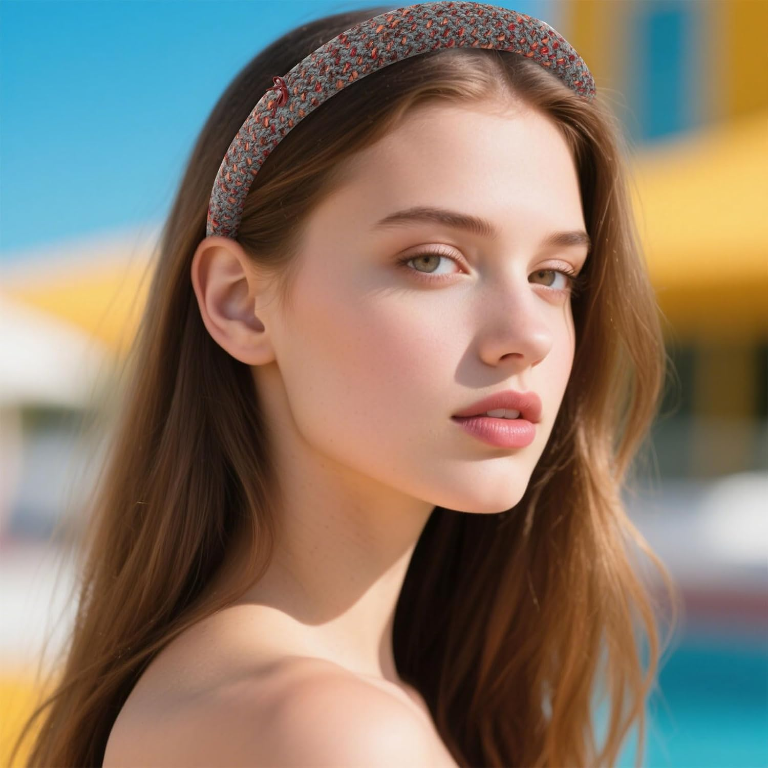 Exipsat Fabric Headband for Women Fashion Headband Hairband with Bow Soft Headbands Hair Accessories image number 3