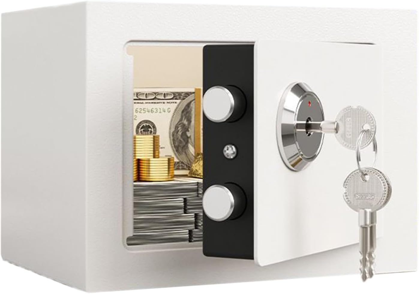 Security Safe - Small Steel Safety Lock Box for Money Fireproof Money Case for Valuables Cabinet Apartment Portable, Home Safe - Small Steel Safety Lock Box for Money Cabinet Apartment Portable Coin image number 5