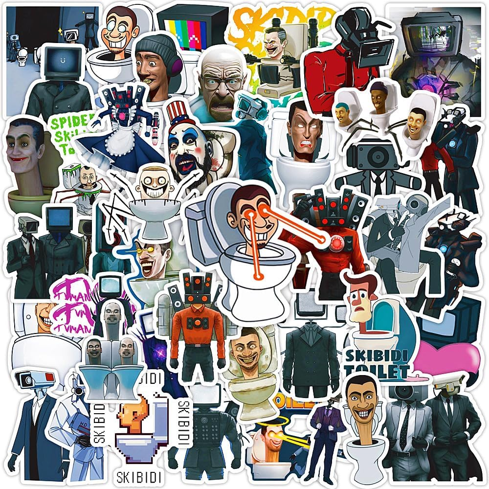 50PCS Game Skibidi Toilet Stickers Pack Kids Stickers Cute Cartoon Characters Game Stickers for Kids Teens Adults Waterproof Vinyl Kawaii Stickers for Water Bottle Laptop Luggage (Skibidi Toilet) image number 3