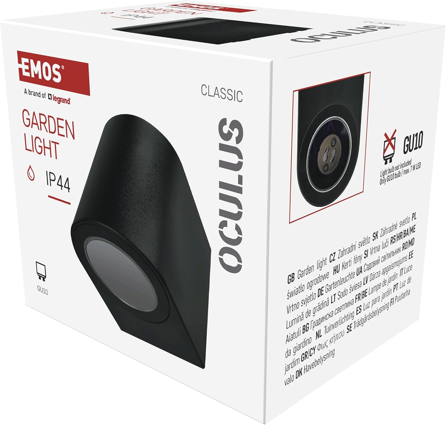 EMOS - Oculus Outdoor Wall Light for Home and Garden with 1 X GU10 Socket - Waterproof Garden Lighting for 1 Reflector Bulb Max. 35 W - Body with Plastic Housing for Mounting image number 4