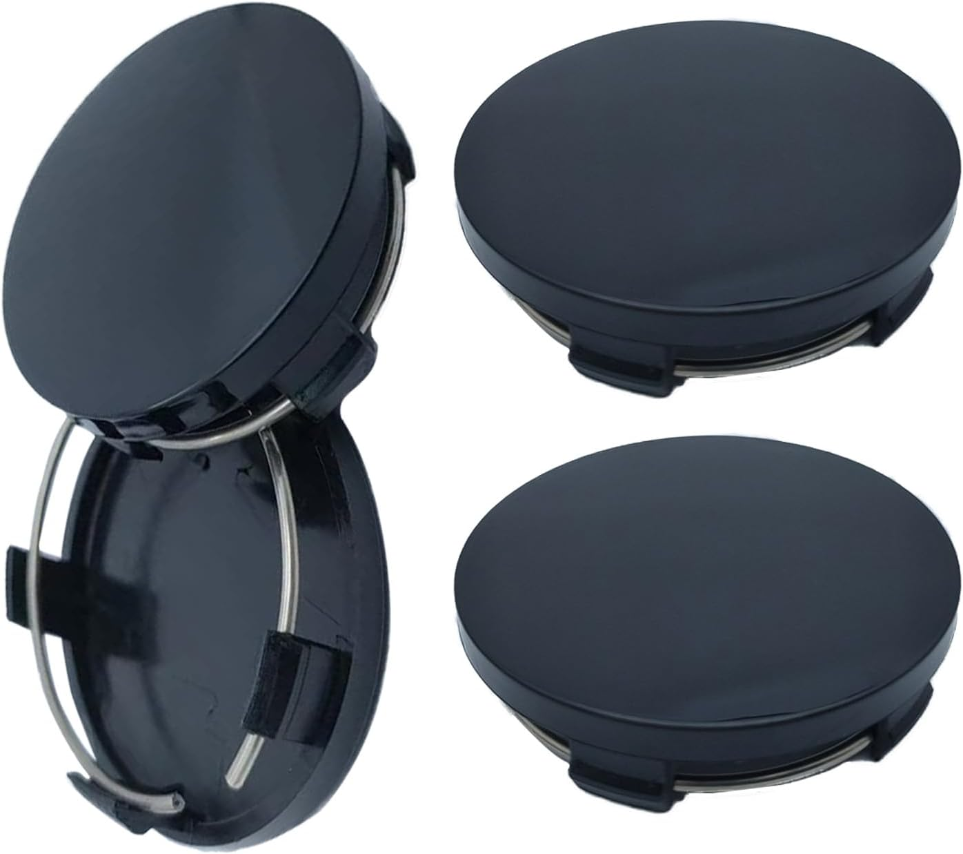 Wheel Hub Caps Pack of 4 Universal Hub Caps OD 60 Mm ID 56 Mm High-Quality ABS Wheel Hub Cover Polished Surface for Wheel Hubs Car Accessories (Silver)