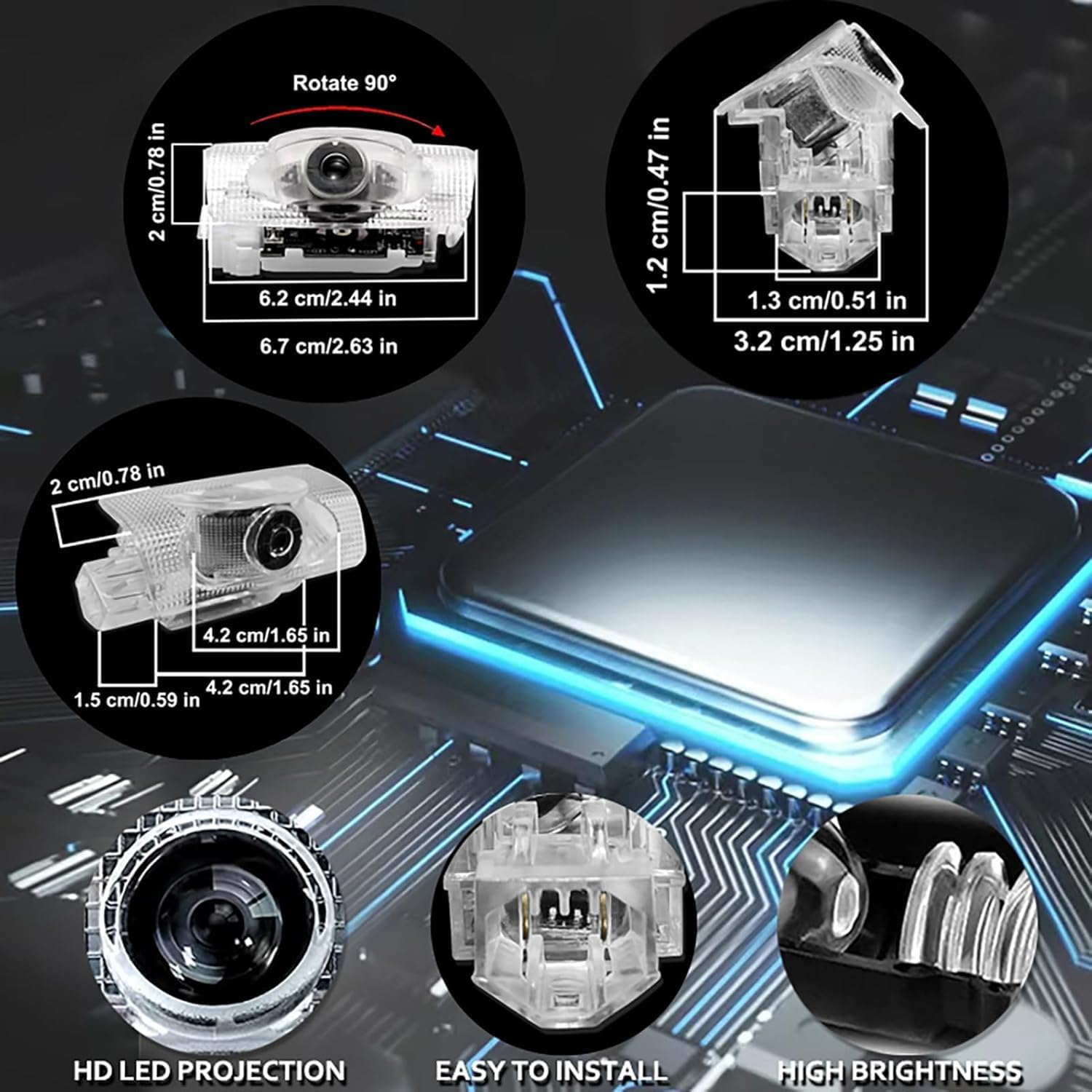 GR Sport Logo Light for Toyota GAZOO Racing Car Door Light for Toyota AE86 GT86 Mark X Reiz GR Sport Toyota LED Courtesy Light (2Pcs) image number 2