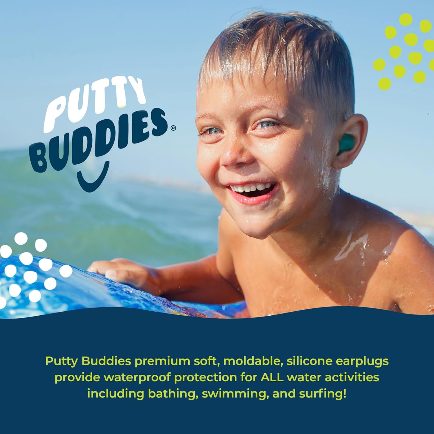 Earvolution Floating Putty Buddies Ear Plugs for Swimming - Invented by an Ear Physician - Moldable, Premium, Silicone - Floats on Water - Waterproof - Made in the USA - 3 Pack - Blue/Red/Green - Blue/Red/Green image number 5