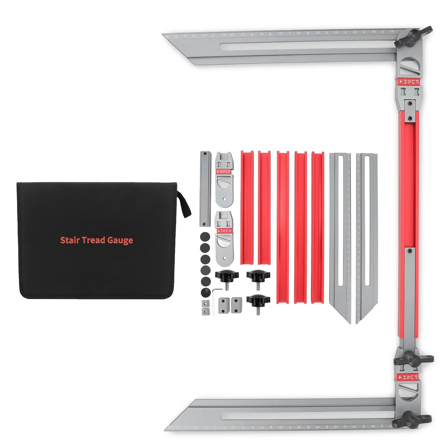 Stair Measuring Tool, Aluminum Alloy High Accuracy Clear Marking Stair Tread Gauge Measuring Tool Jig for Handrail Windowsill Shelf, Easy to Operate image number 4