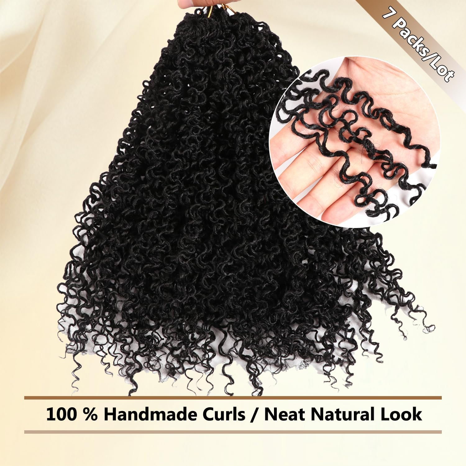 Bohemian Yanky Twist Crochet Hair Pre-Twisted Passion Twist Hair with Curly Ends Kinky Twists Pre-Looped Curly Wave Senegalese Twist Braids (1B#, 10 Inch (Pack of 3))