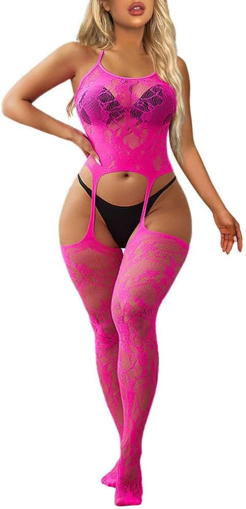 Buitifo Fishnet Bodystocking plus Size Crotchless Bodysuit Lingerie for Women - Blue image number 7