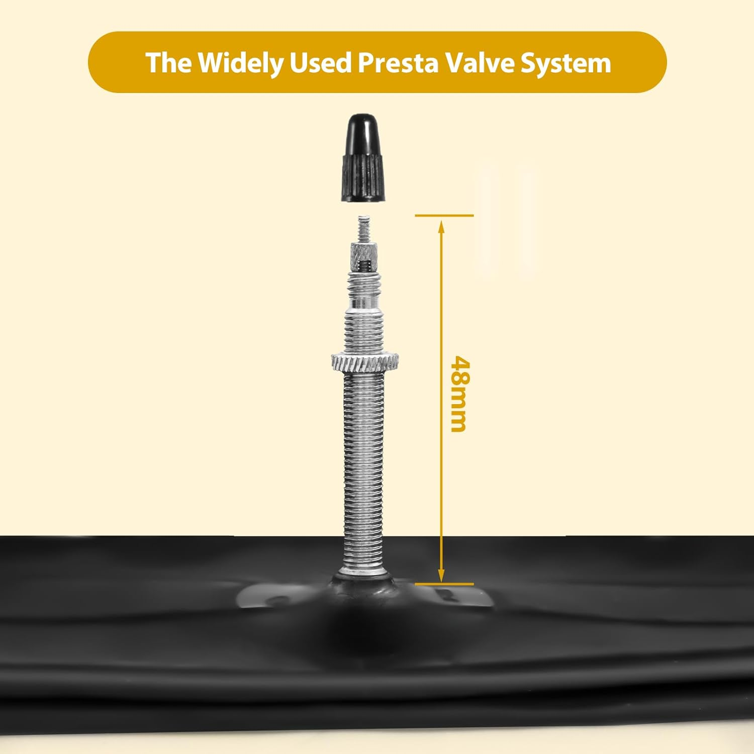 2 Pack 27.5 Inch Bike Tube Fv48Mm Presta Valve, 27.5" Bicycle Tube for 27.5 X 1.75/1.9/1.95/2.0/2.1/2.125 Tire, Butyl Rubber Inner Tube with 2 Tire Levers for Mountain MTB Bike image number 2
