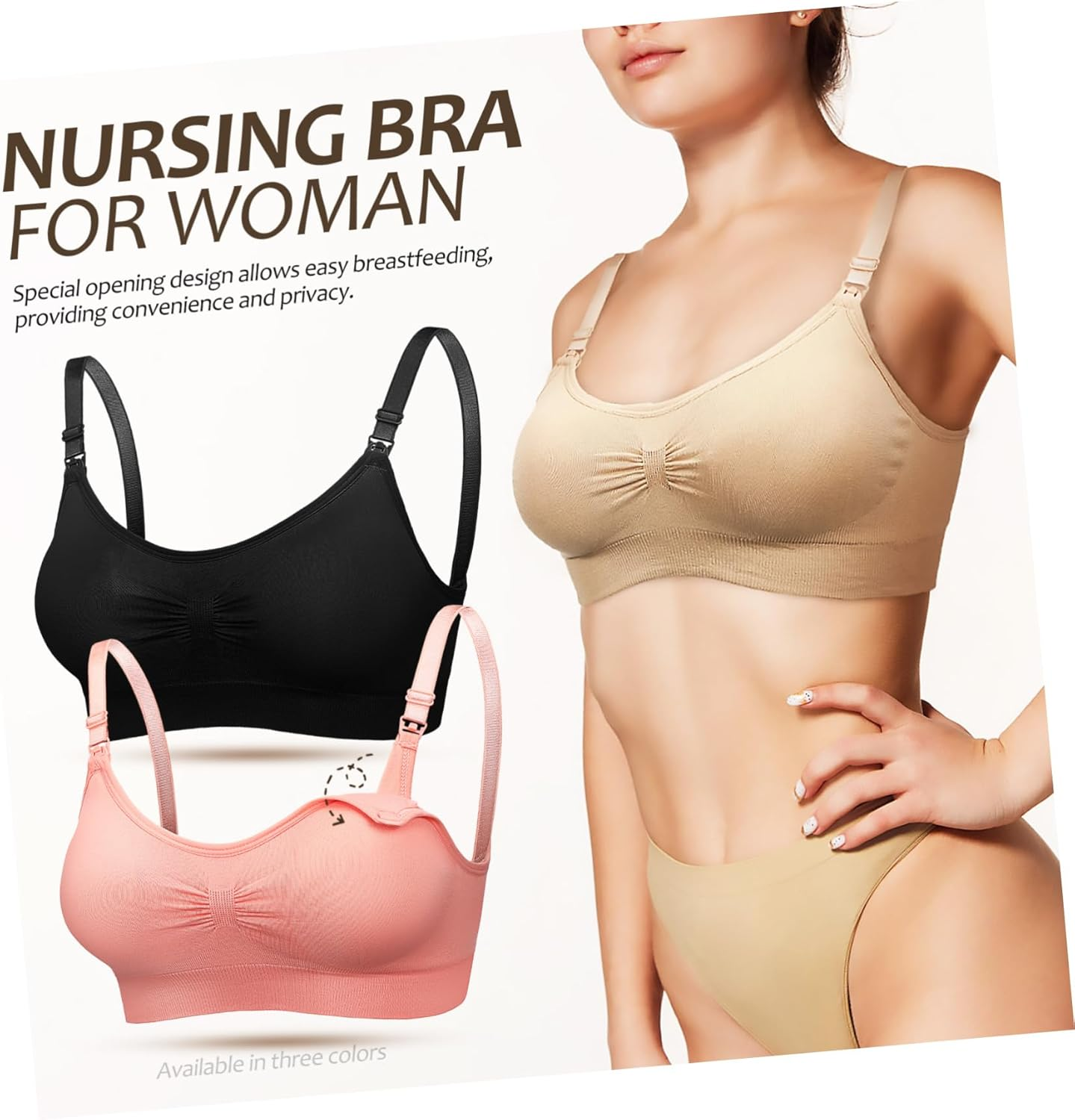Ipetboom Maternity Nursing Bras with Extenders for Breastfeeding Comfortable and Stylish Breastfeeding Bras for Moms Skin image number 6